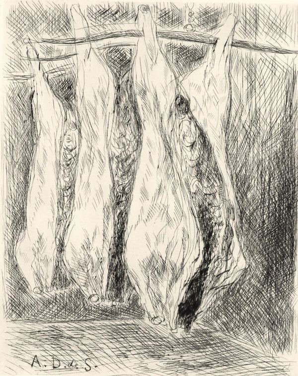 André Dunoyer de Segonzac, La boucherie des Halles, A La gloire à Paris, Limited Edition Etching