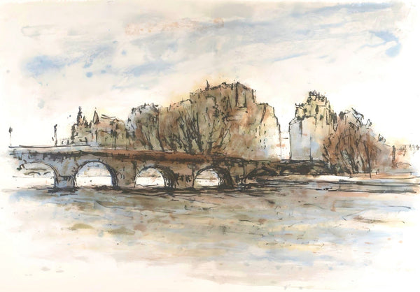 Aimé Daniel Steinlen, Le Pont-Neuf, Au Temps de Paris Seine, Limited Edition Lithograph