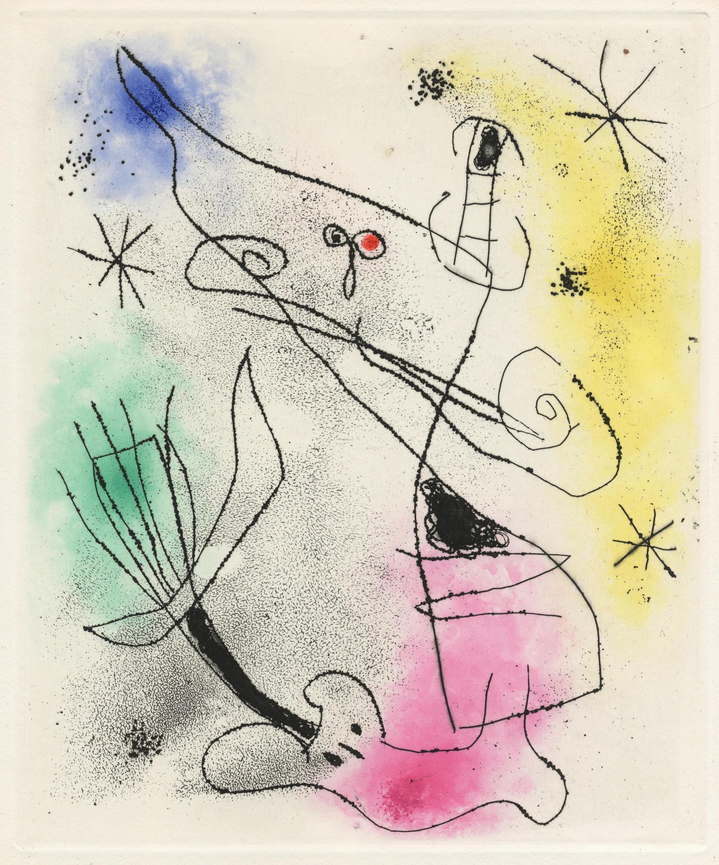 Joan Miró, Composition (Dupin 119), Feuilles éparses, Limited Edition Etching