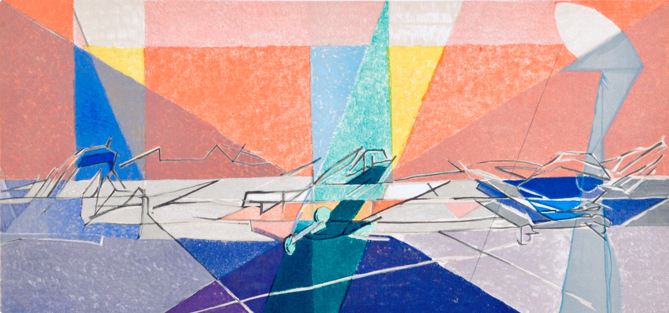 Jacques Villon, Composition (Ginestet/Pouillon 65-72), Jacques Villon, Huit lithographies, Limited Edition Lithograph