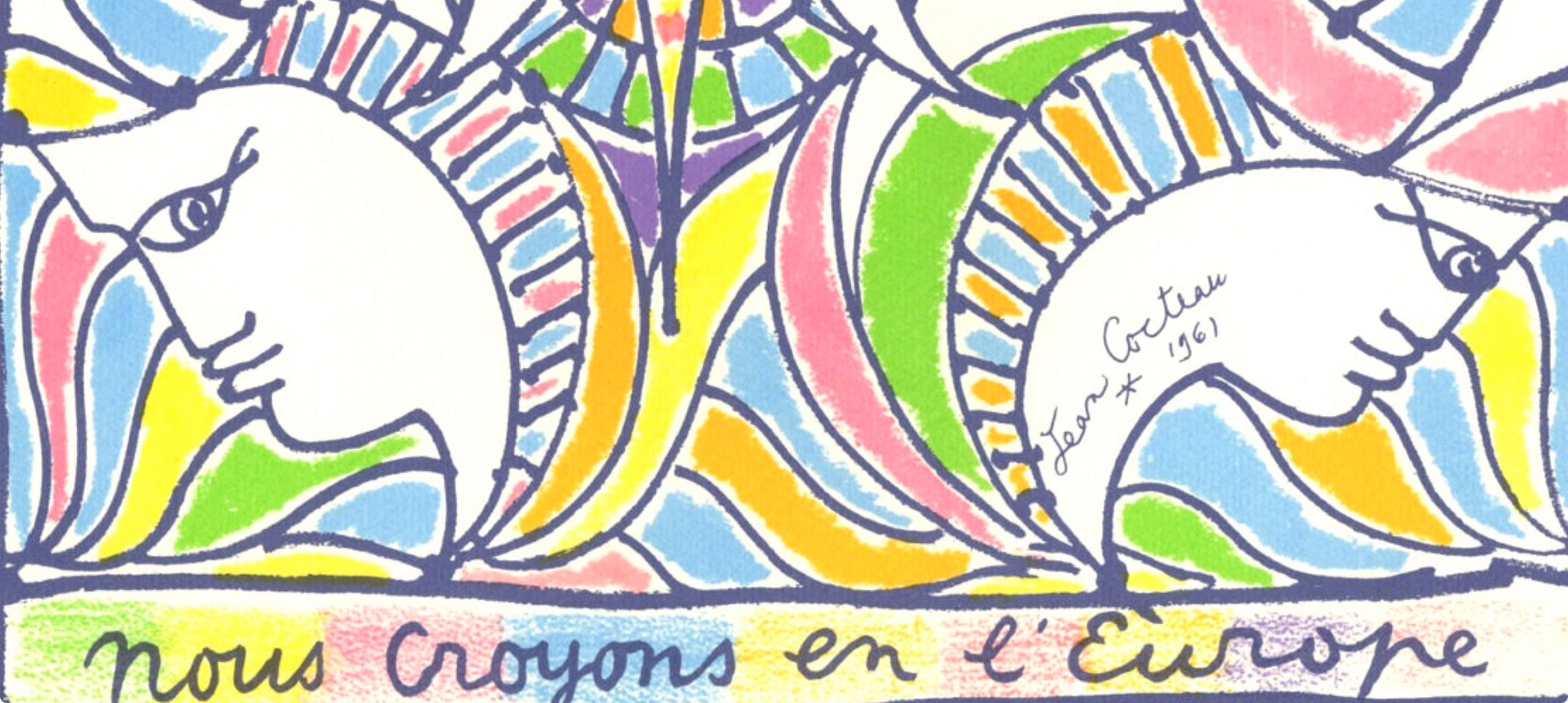 Jean Cocteau, Composition, Nous croyons en l'Europe, Limited Edition Silkscreen