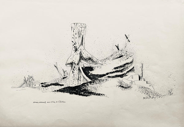 Jean Lurçat, derniers monuments aux victimes, huit dessins à la plume, Limited Edition Lithograph
