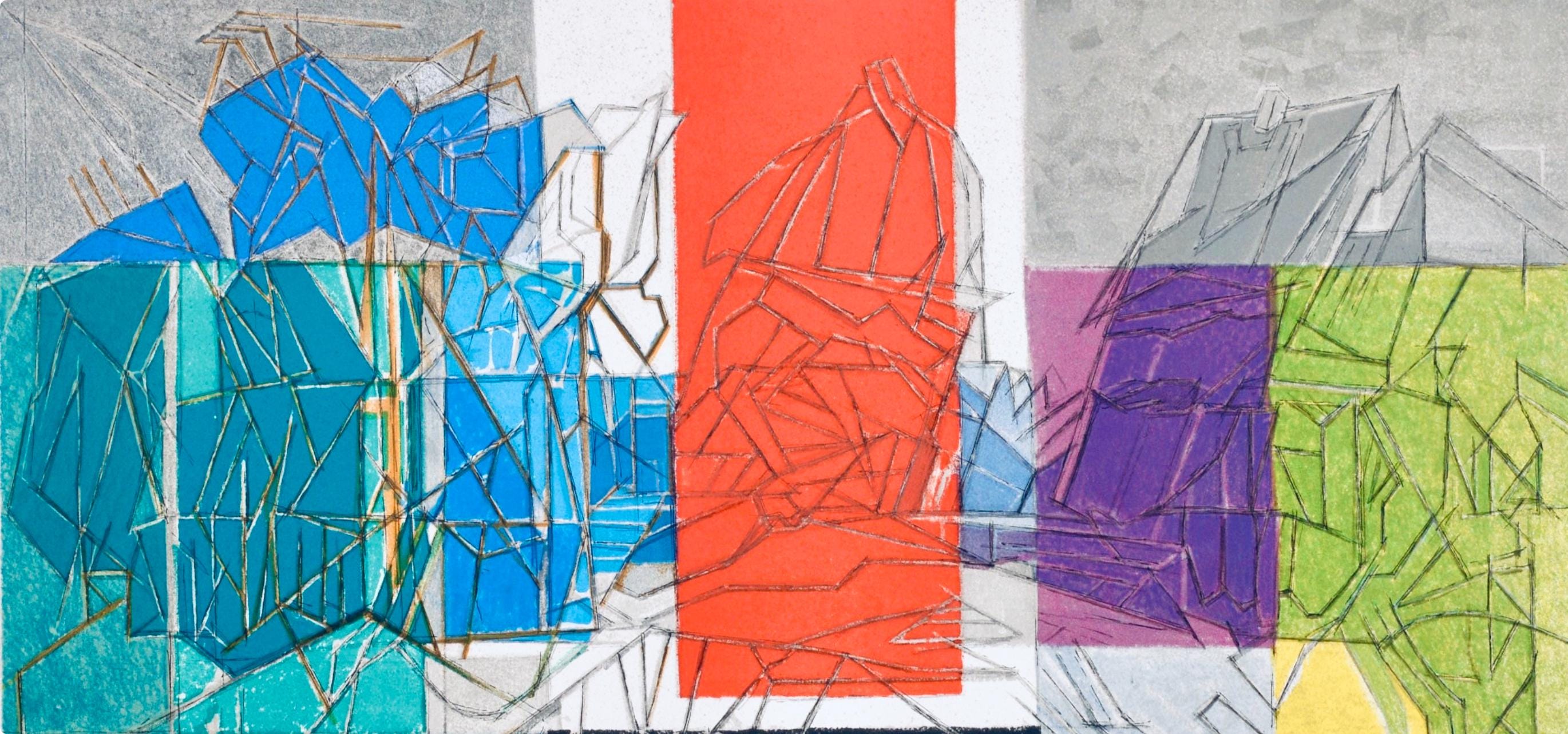 Jacques Villon, Composition (Ginestet/Pouillon 65-72), Jacques Villon, Huit lithographies, Limited Edition Lithograph