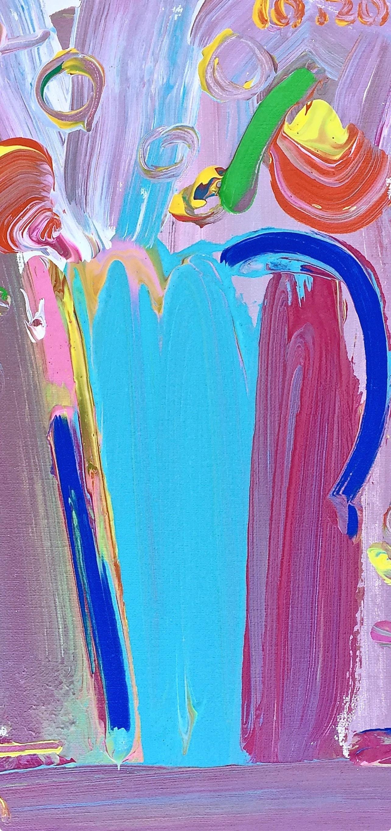 Peter Max, Flower Vase, Hand Signed, Acrylic Painting