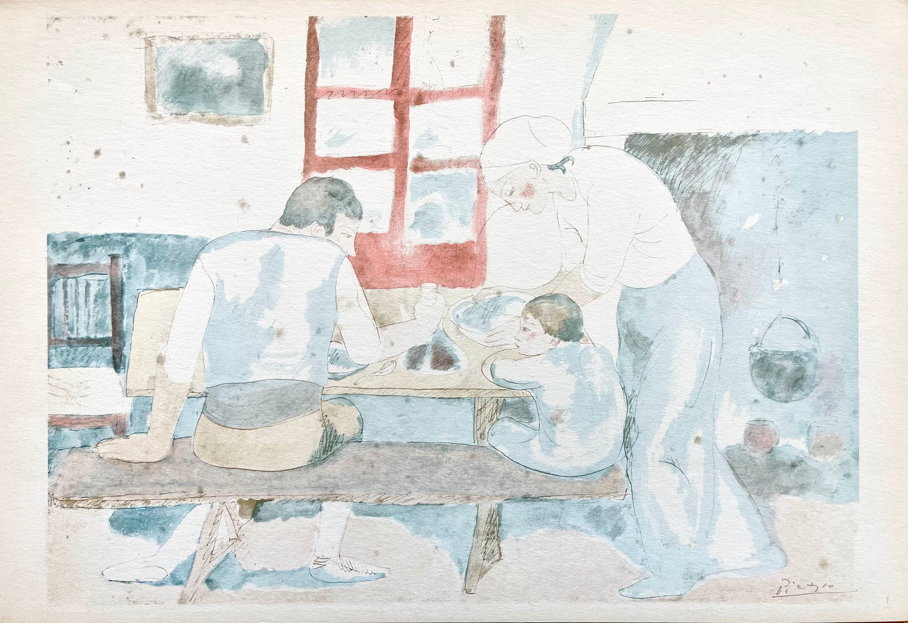 Pablo Picasso, Family at Supper (Orozco 95), Picasso: Fifteen Drawings, Limited Edition Lithograph