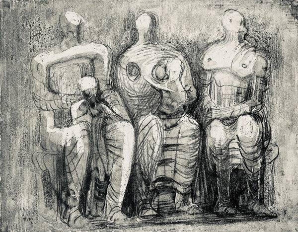 Henry Moore, Three Figures with Children, The Drawings of Henry Moore, Limited Edition Lithograph