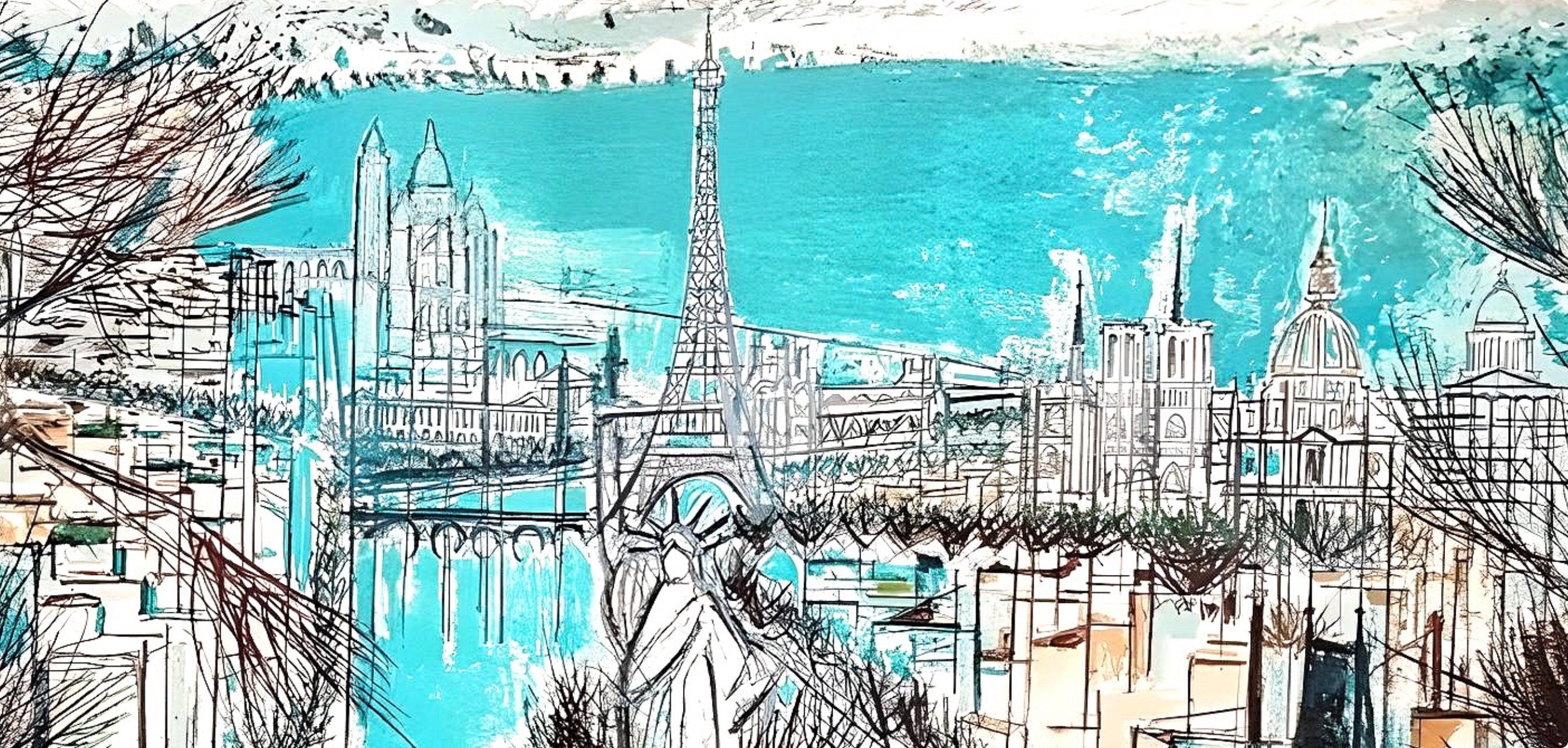 Édouard-Georges Mac-Avoy, Panorama de Paris, Au Temps de Paris Seine, Limited Edition Lithograph