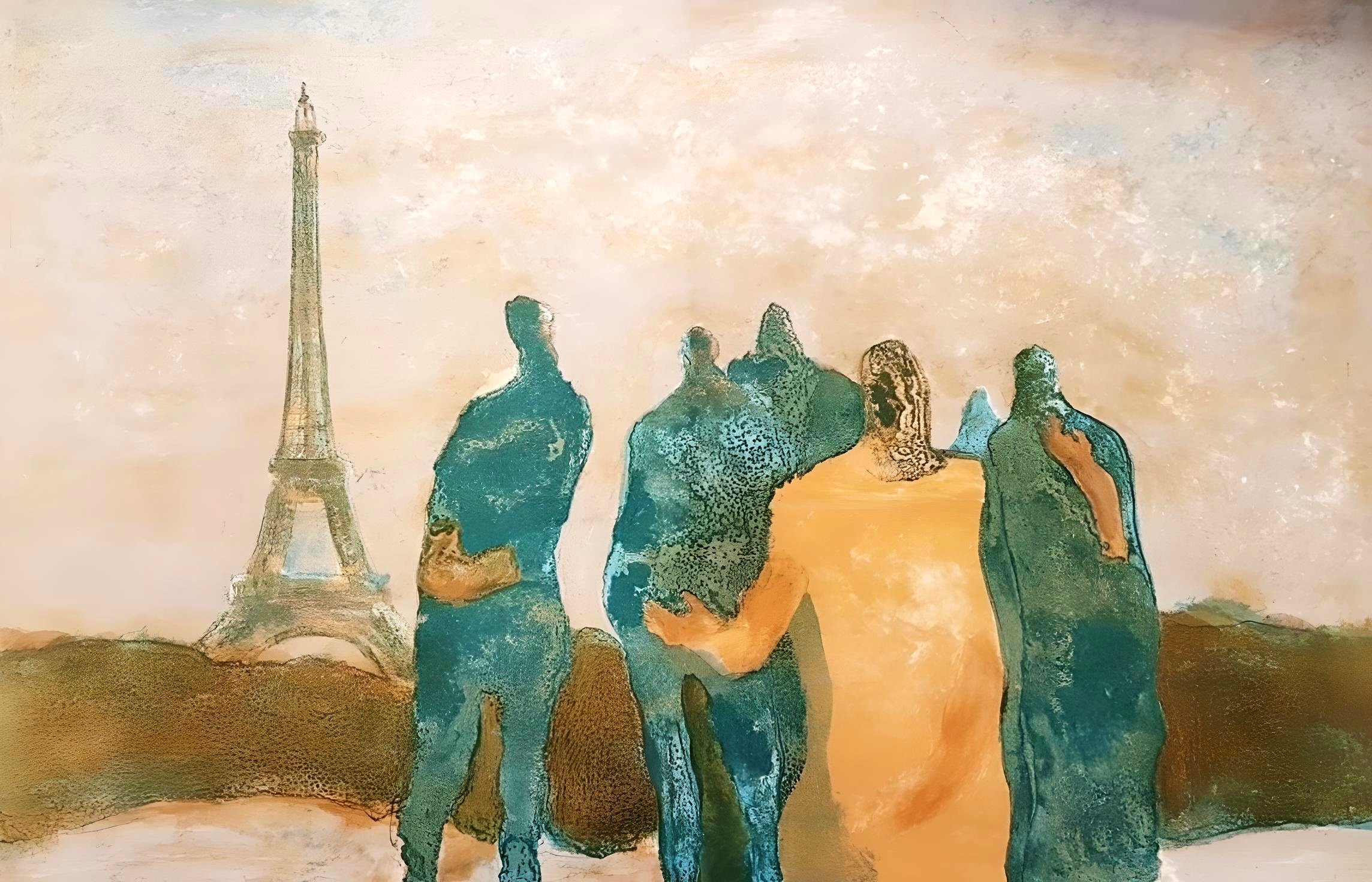 Jacques Van Den Bussche, La Tour Eiffel, Au Temps de Paris Seine, Limited Edition Lithograph