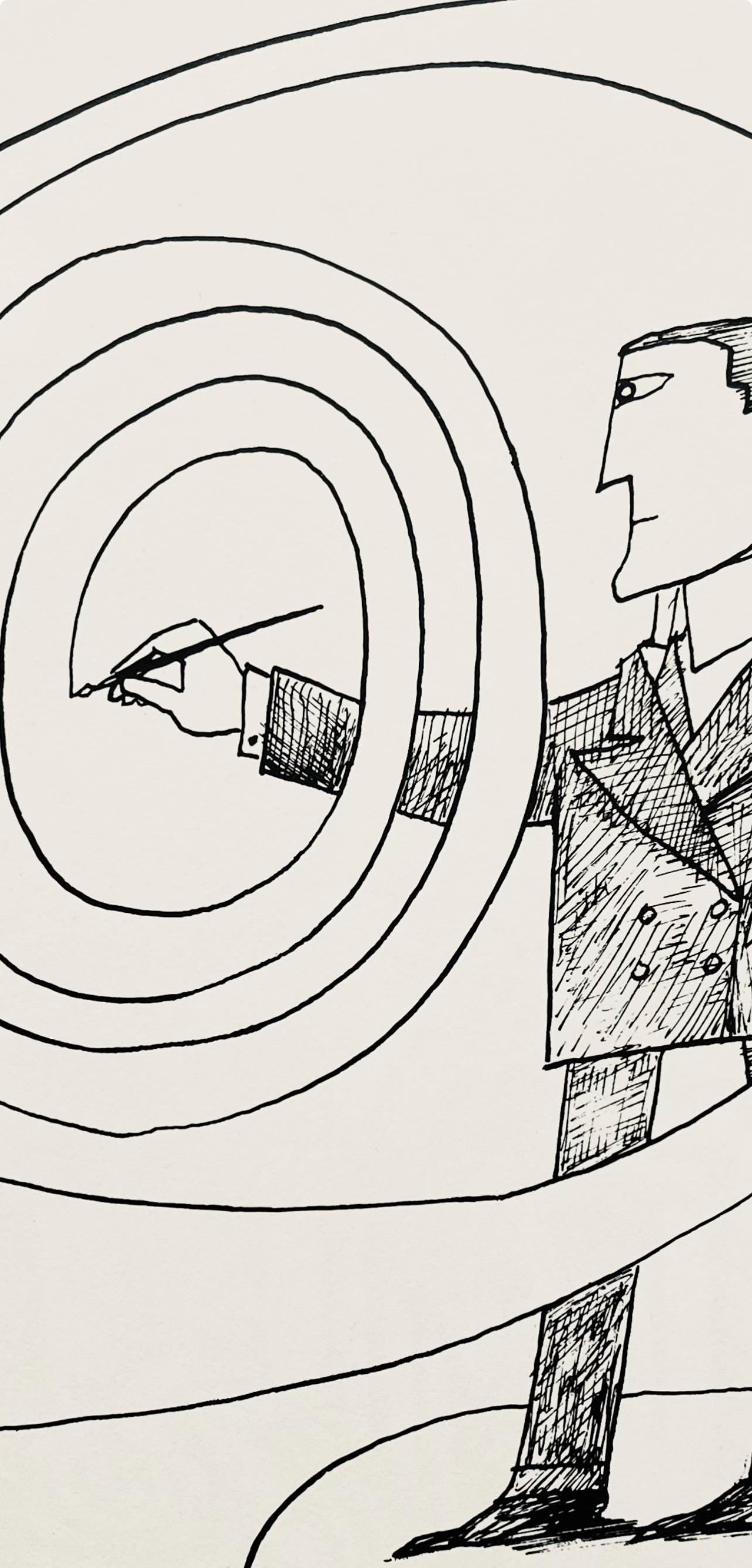 Saul Steinberg, Composition, Derrière le miroir, Limited Edition Lithograph