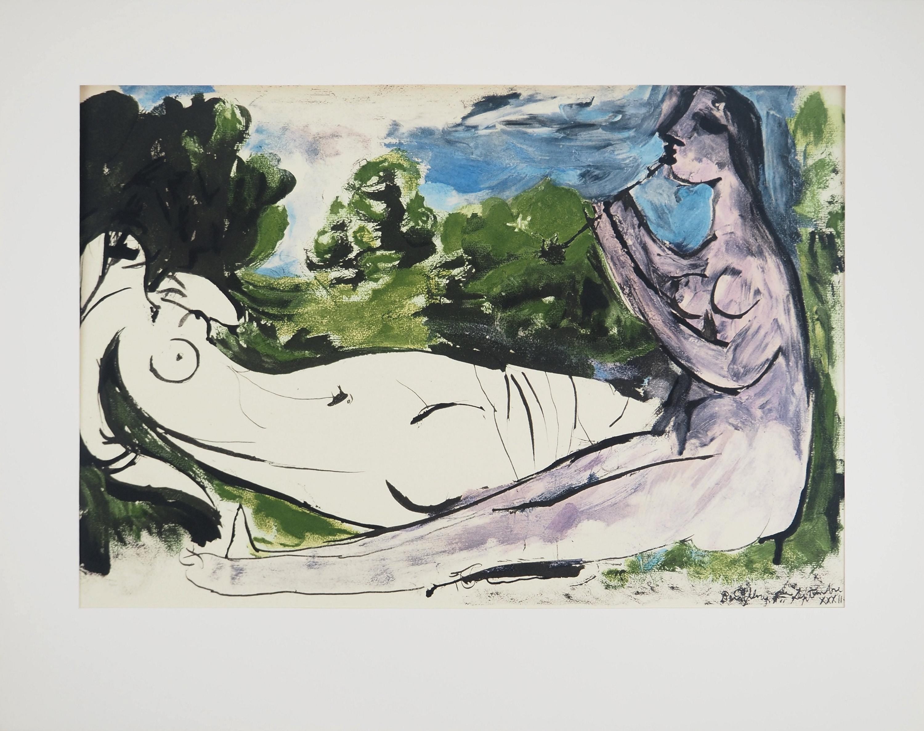 Pablo Picasso, Composition (Orozco 238), Picasso, La flûte double, Limited Edition Lithograph