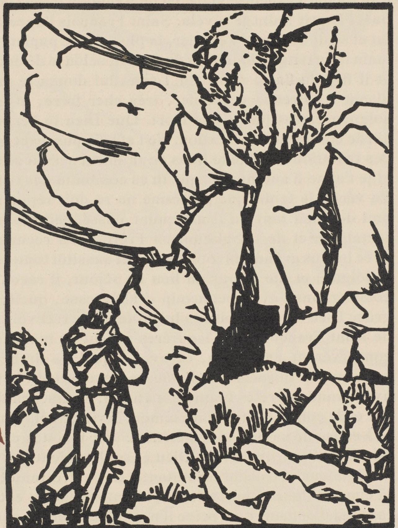 Émile Bernard, Composition (Morane, No. 100), Les Petites Fleurs de St. Françoise, Limited Edition Woodcut