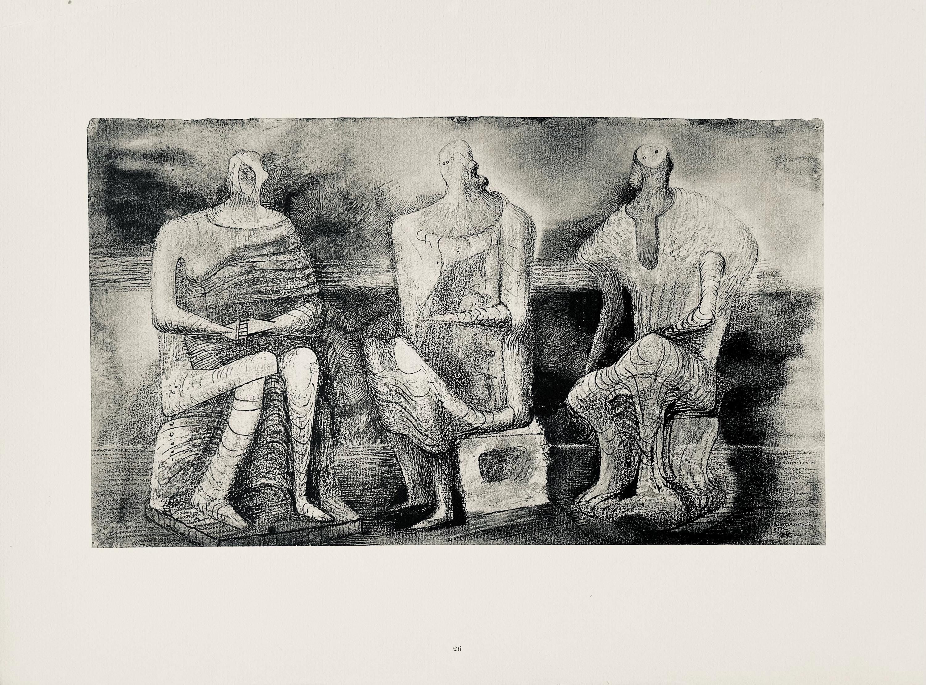 Henry Moore, Seated Figures, The Drawings of Henry Moore, Limited Edition Lithograph
