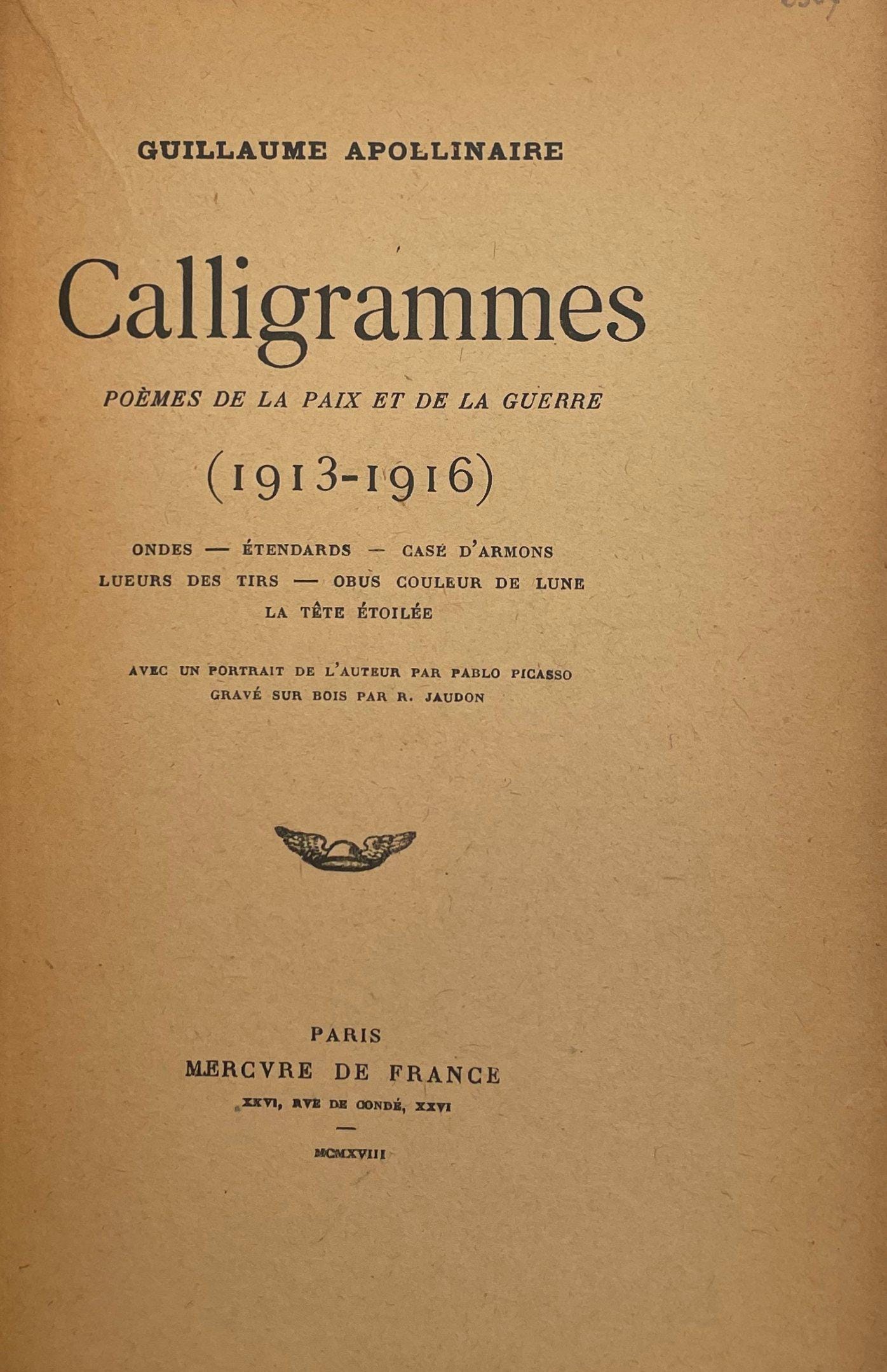 Pablo Picasso, Composition (Horodisch C2), Calligrammes, Limited Edition Woodcut