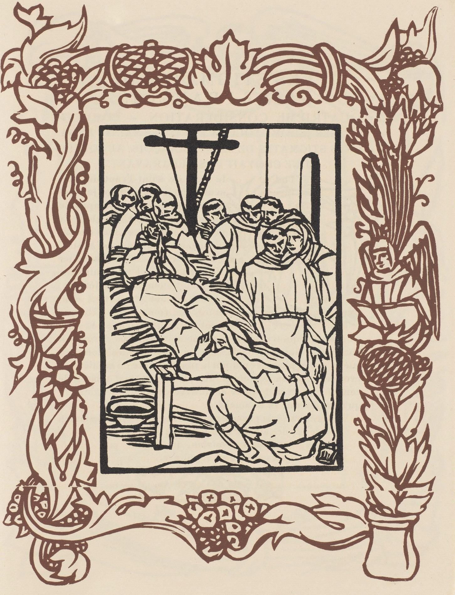 Émile Bernard, Composition (Morane, No. 100), Les Petites Fleurs de St. Françoise, Limited Edition Woodcut