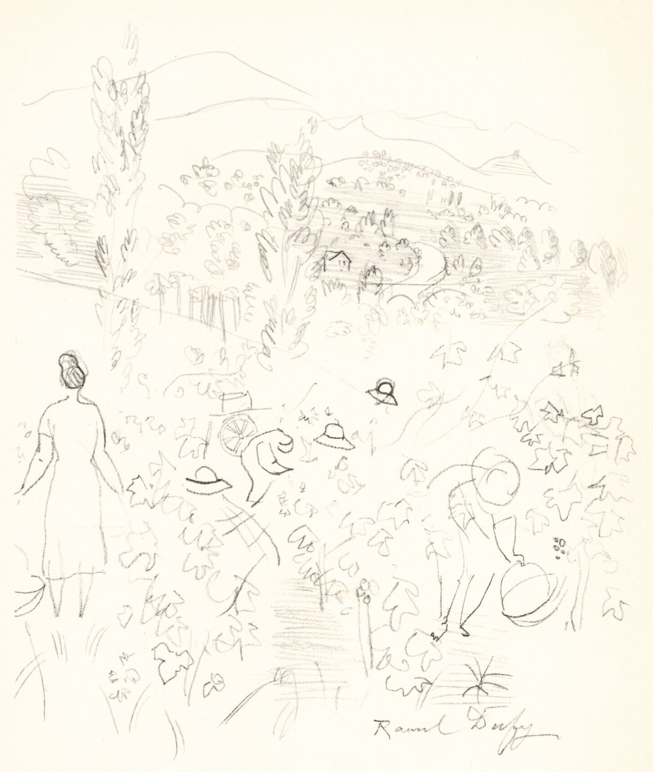 Raoul Dufy, Coteaux en Septembre, Vins, Fleurs et Flammes, Limited Edition Lithograph