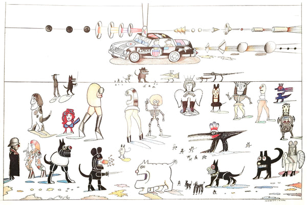 Saul Steinberg, Composition, Derrière le miroir, Limited Edition Lithograph