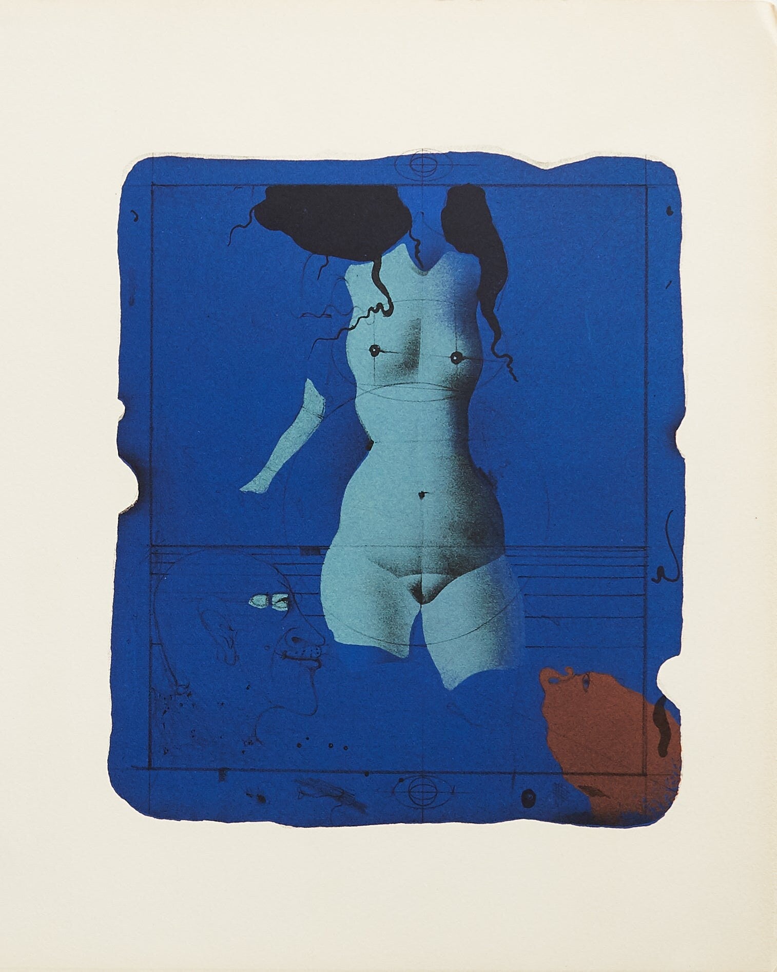 Paul Wunderlich, Torso sur une pierre bleu, Souvenirs et portraits d'artistes, Limited Edition Lithograph