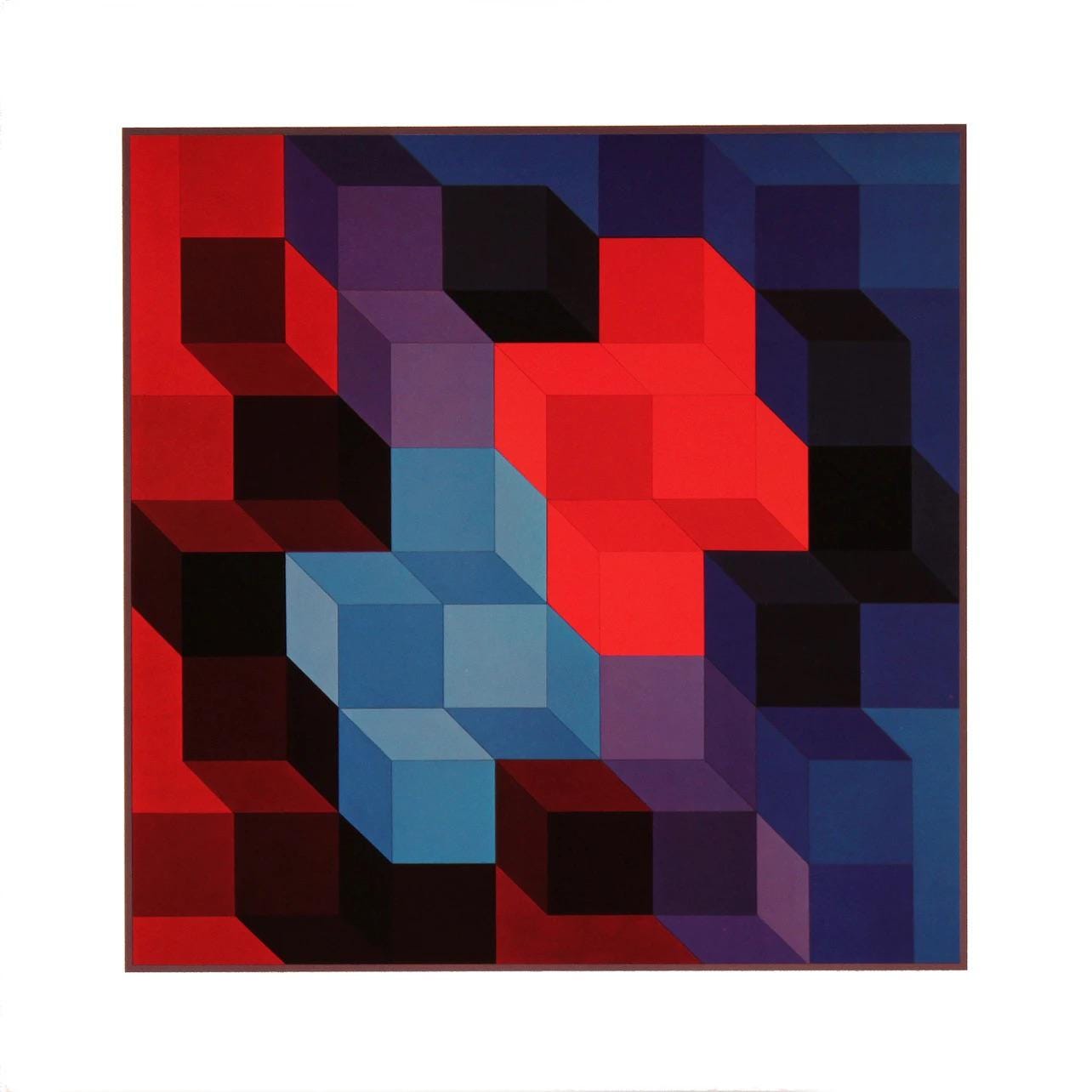 Victor Vasarely, Composition, Hommage à Hexagone, Limited Edition Héliogravure