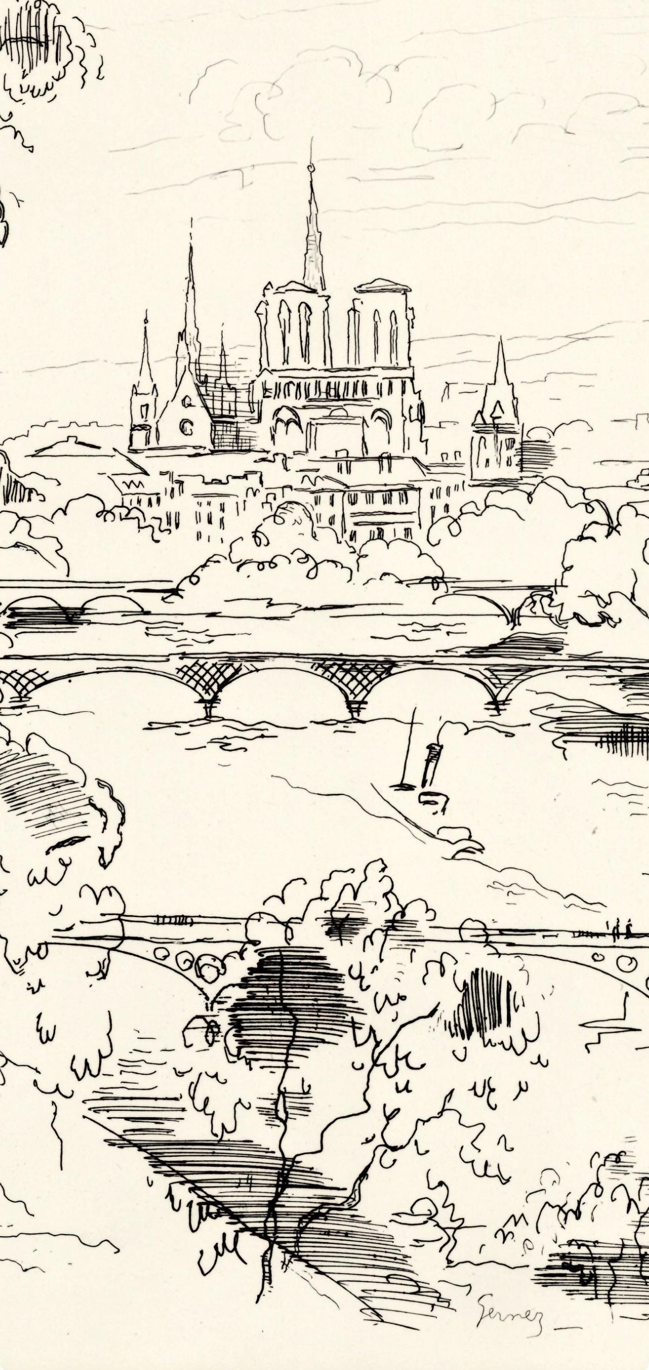Paul-Élie Gernez, Seine, berceau de Paris, A La gloire à Paris, Limited Edition Etching