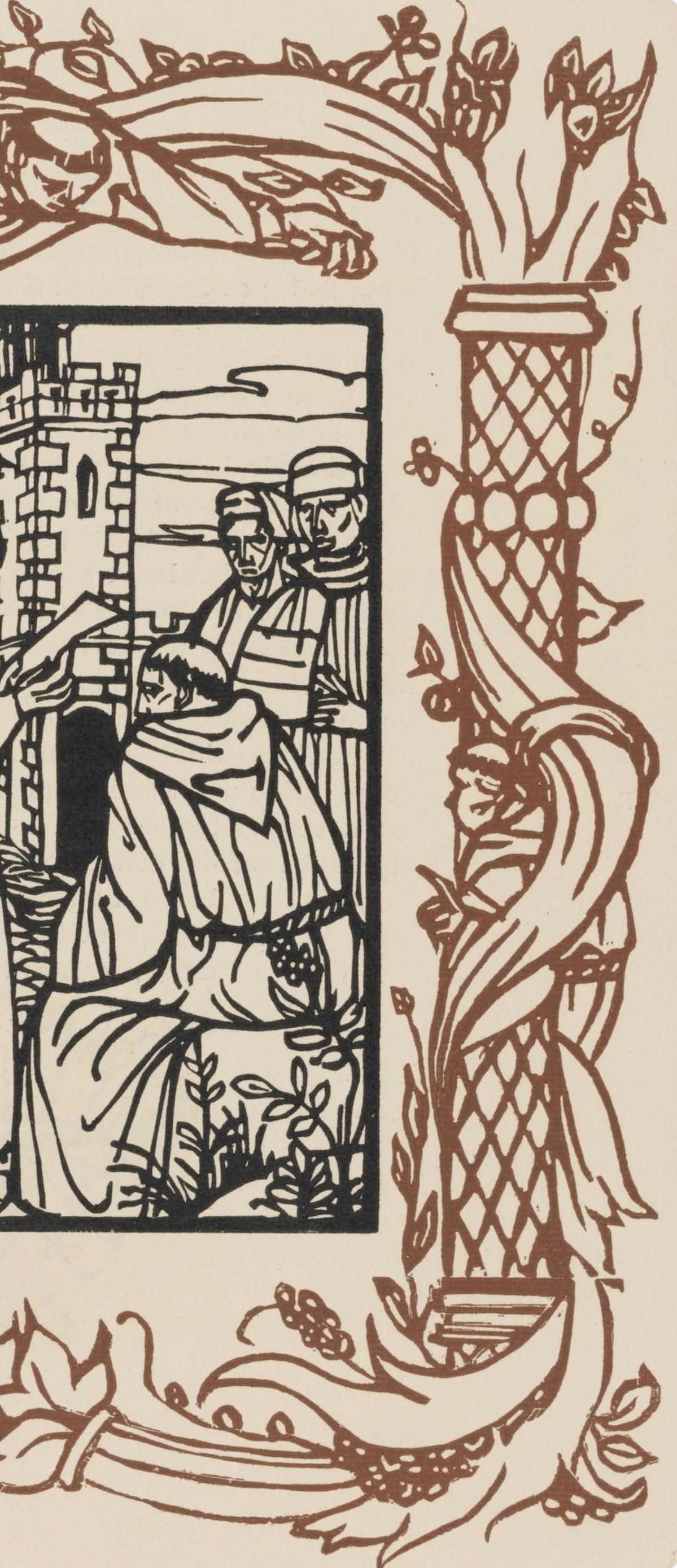 Émile Bernard, Composition (Morane, No. 100), Les Petites Fleurs de St. Françoise, Limited Edition Woodcut