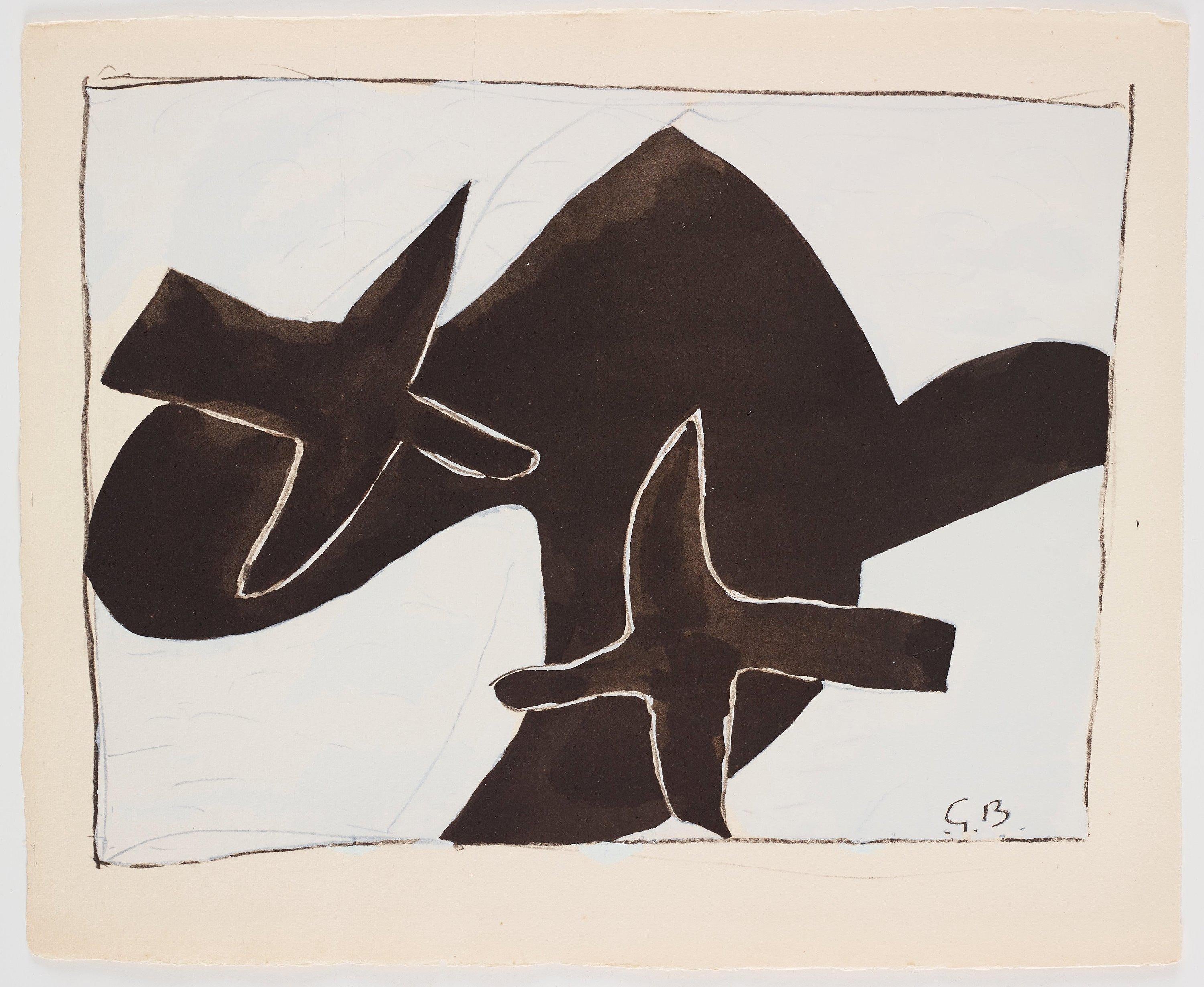 Georges Braque, Composition, Braque Espaces, 13 Dessins, Lavis, Aquarelles, Limited Edition Lithograph