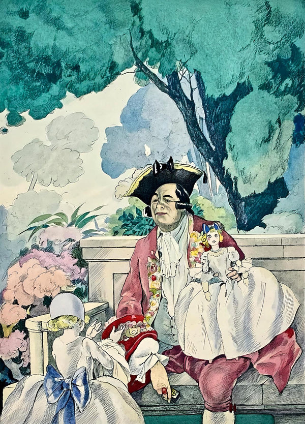 Umberto Brunelleschi, Composition, La Leçon d'amour dans un parc, Limited Edition Lithograph