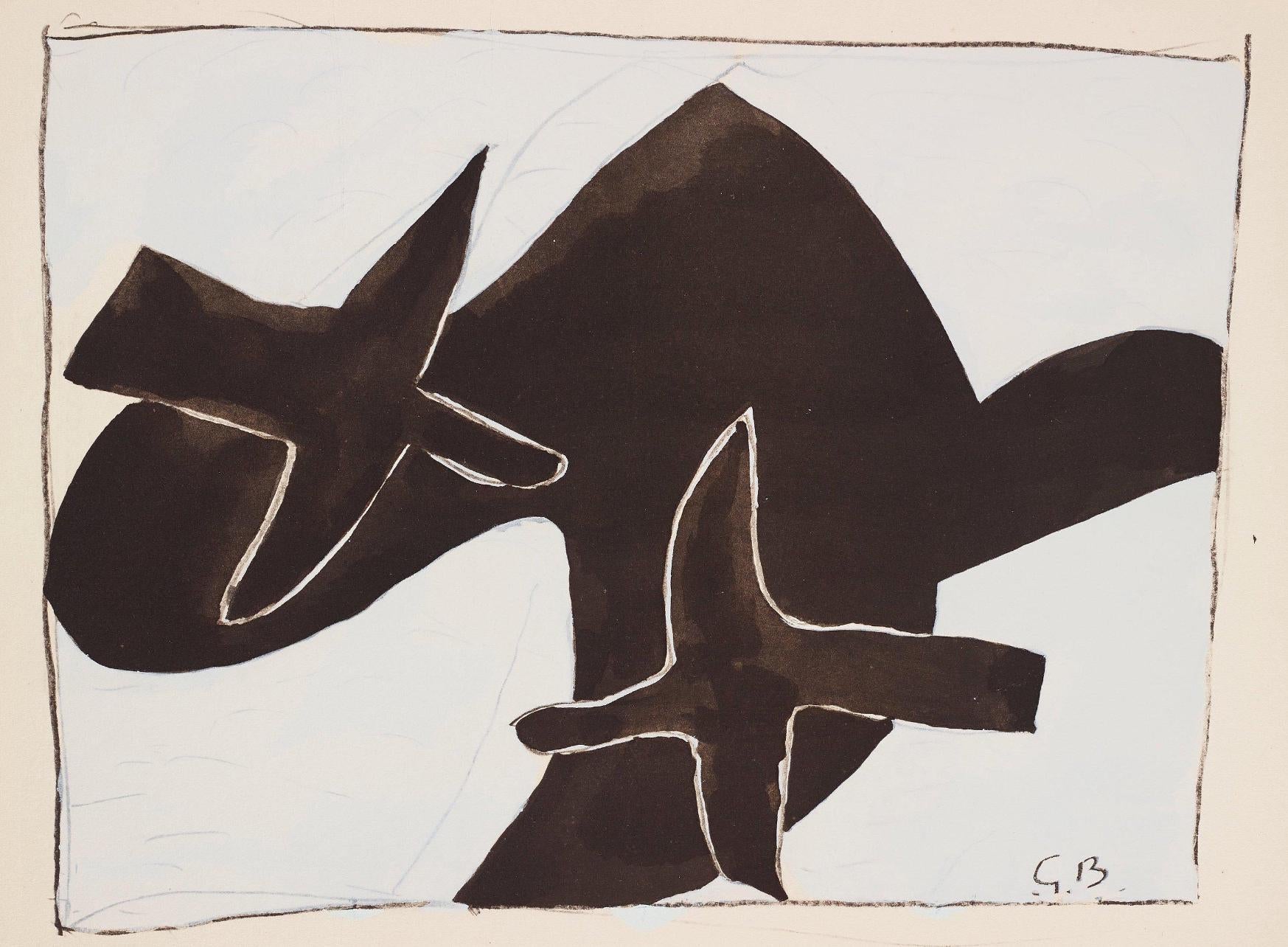 Georges Braque, Composition, Braque Espaces, 13 Dessins, Lavis, Aquarelles, Limited Edition Lithograph