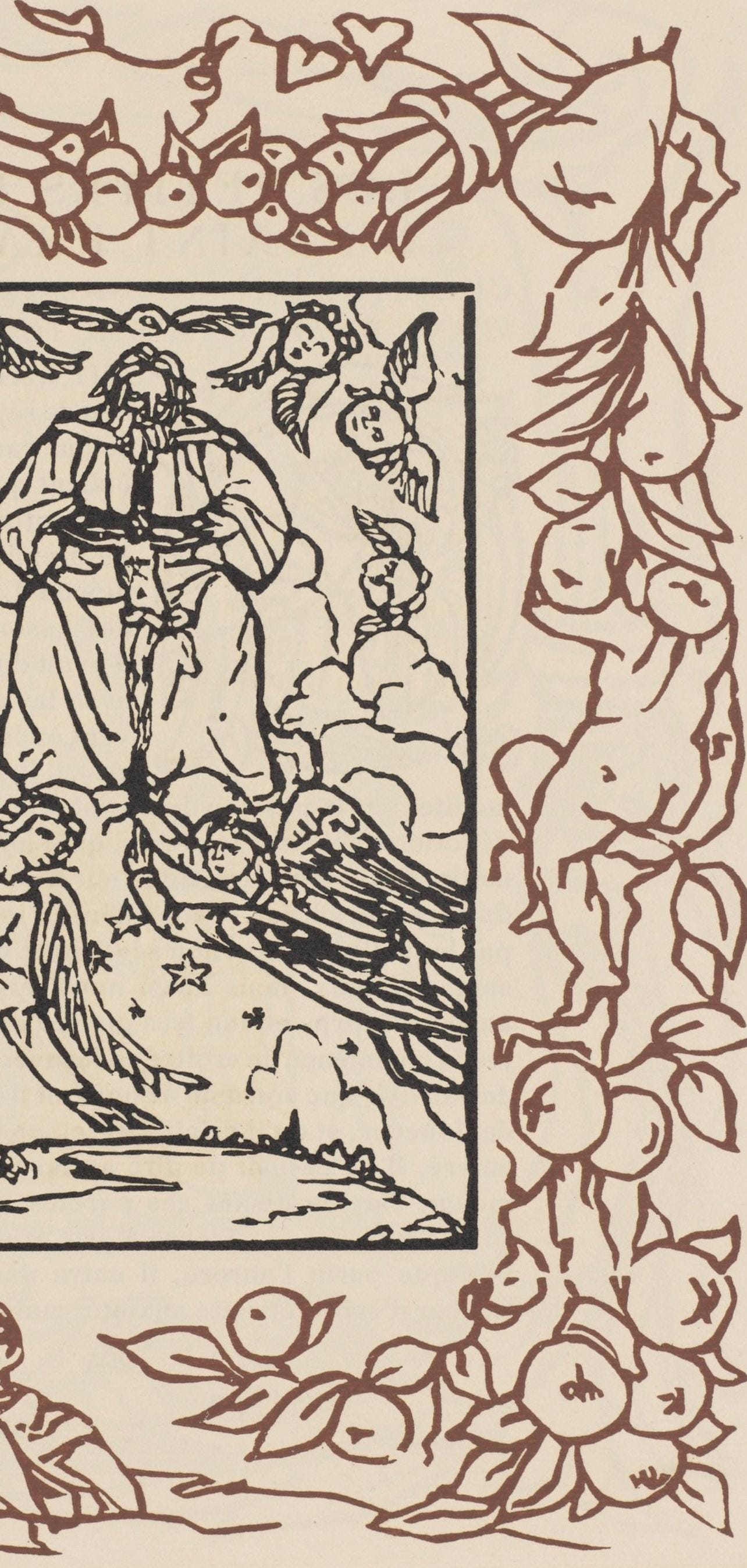 Émile Bernard, Composition (Morane, No. 100), Les Petites Fleurs de St. Françoise, Limited Edition Woodcut