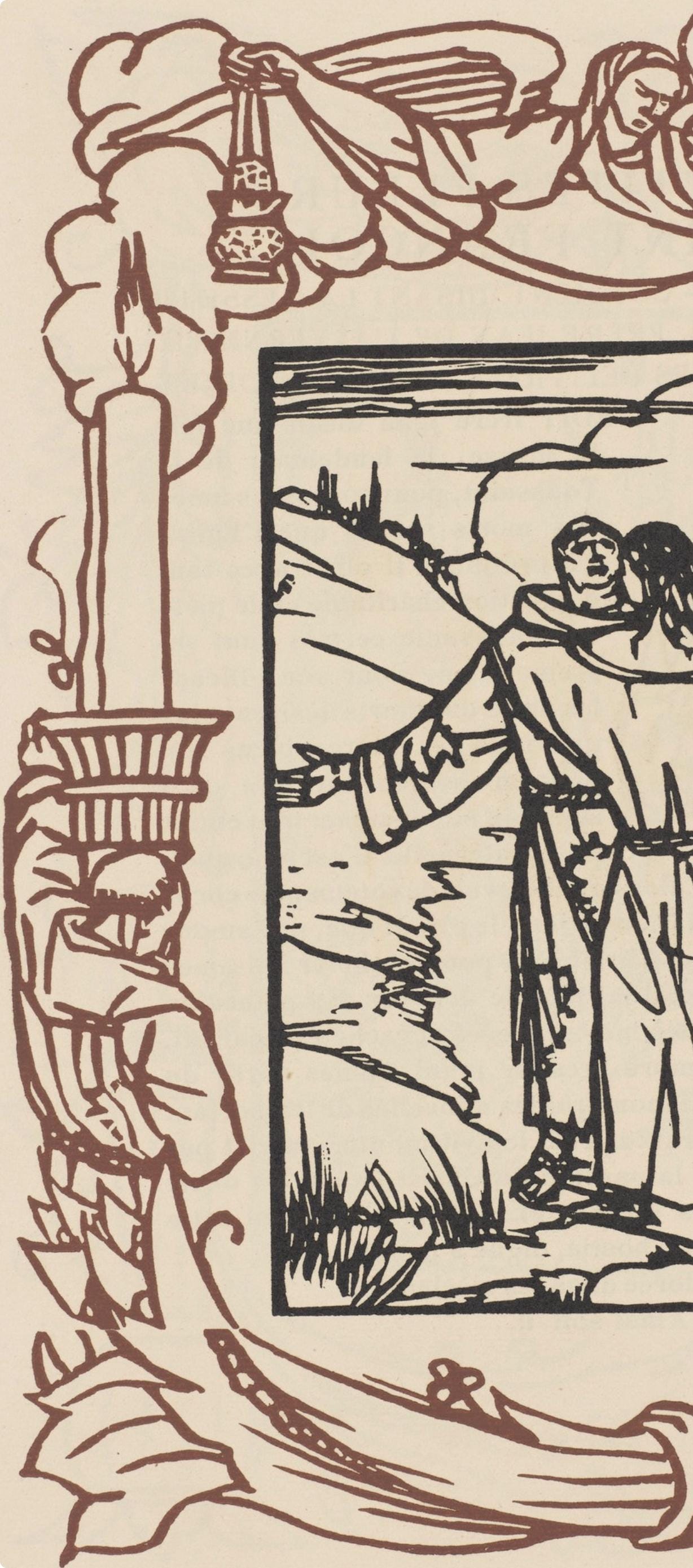 Émile Bernard, Composition (Morane, No. 100), Les Petites Fleurs de St. Françoise, Limited Edition Woodcut