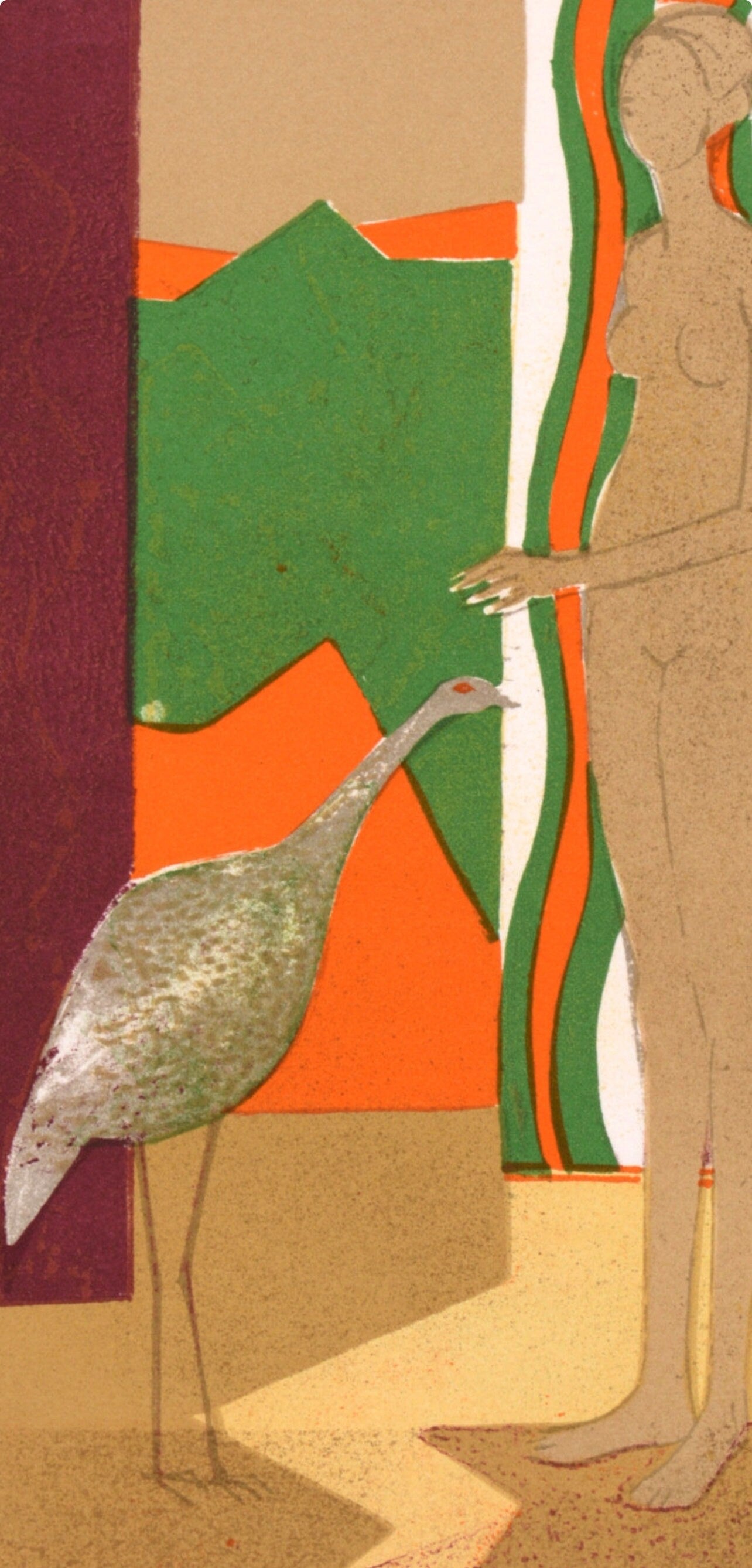 André Minaux, La femme et l'oiseau, Souvenirs et portraits d'artistes, Limited Edition Lithograph