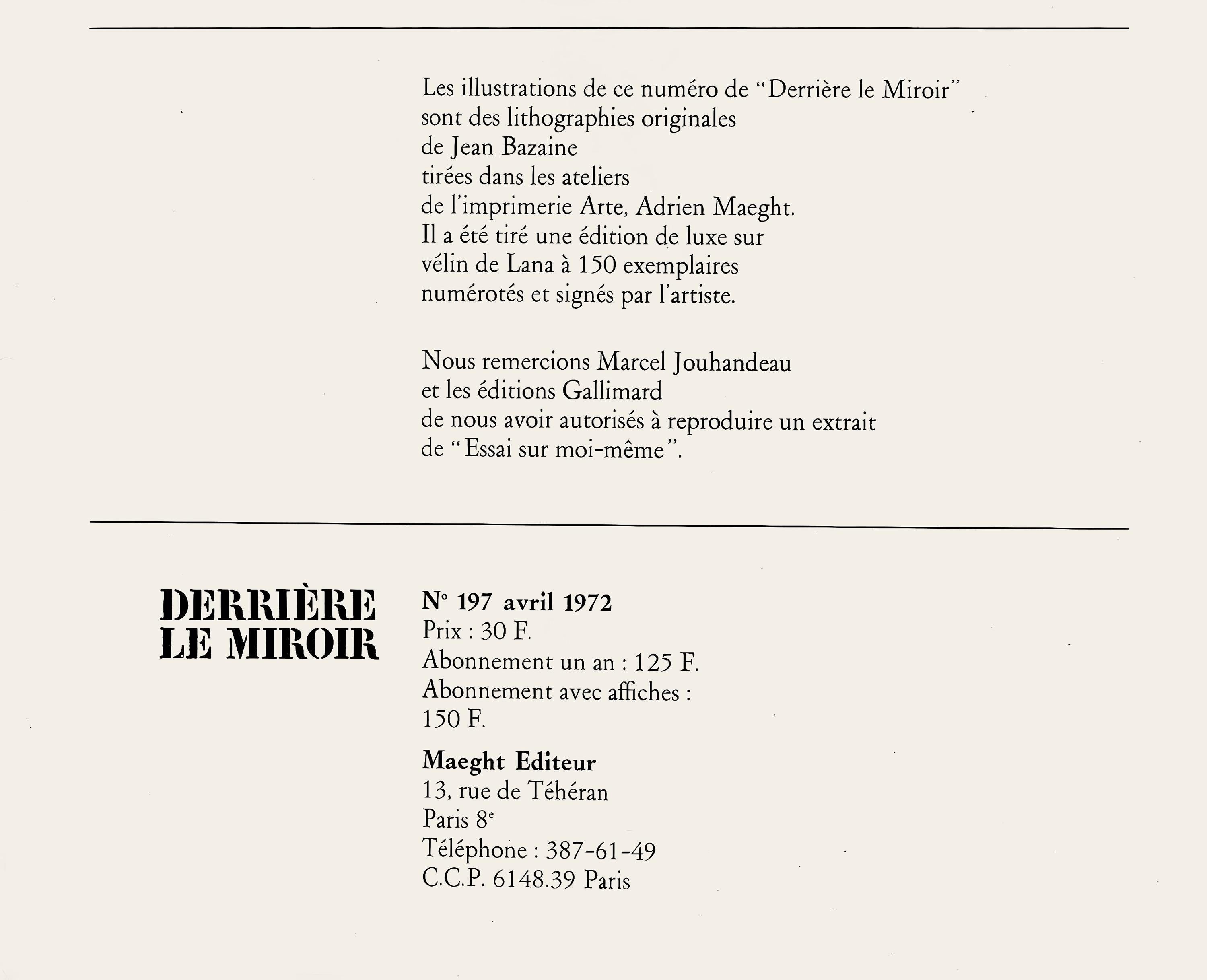 Jean Bazaine, Composition, Derrière le miroir, Limited Edition Lithograph