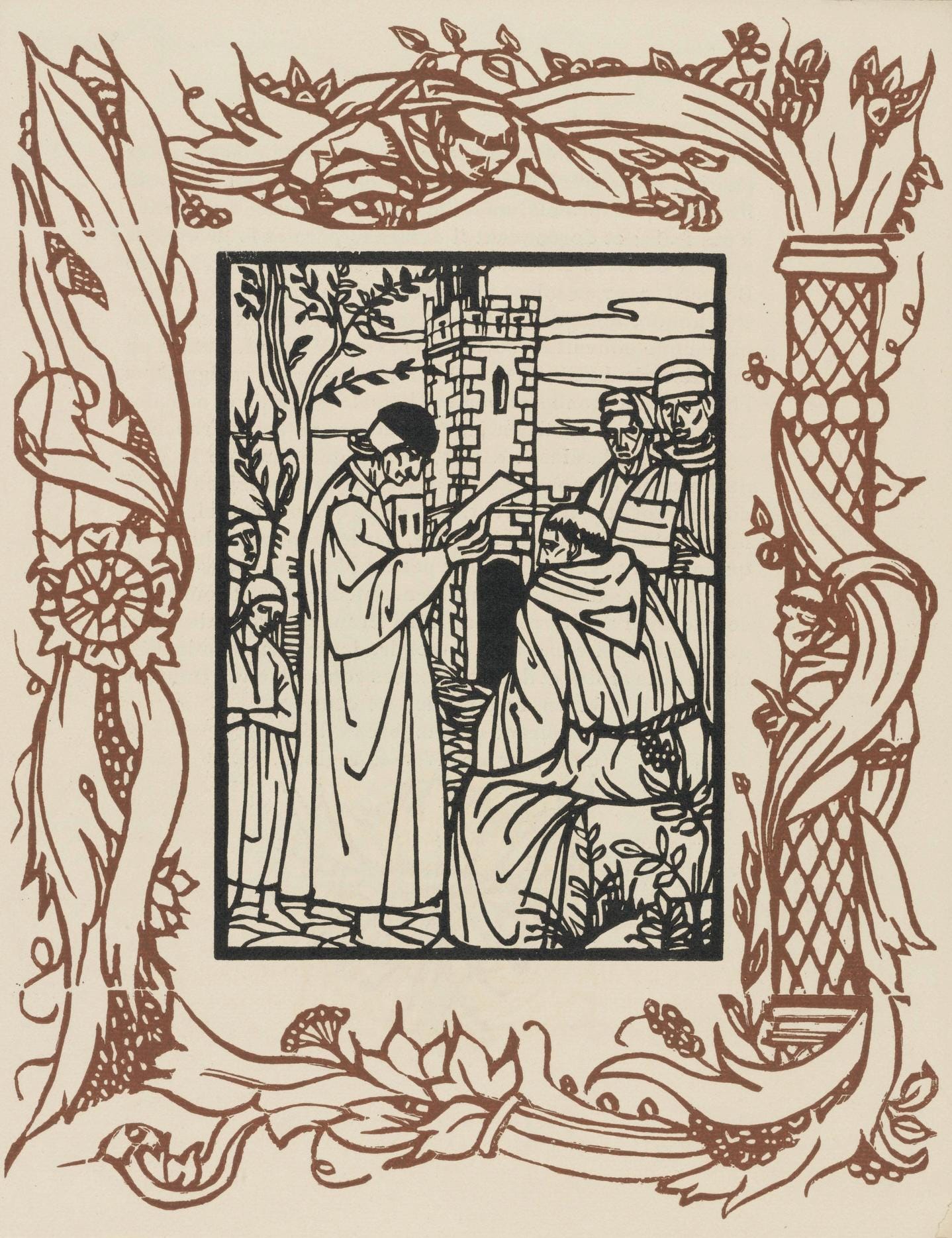 Émile Bernard, Composition (Morane, No. 100), Les Petites Fleurs de St. Françoise, Limited Edition Woodcut