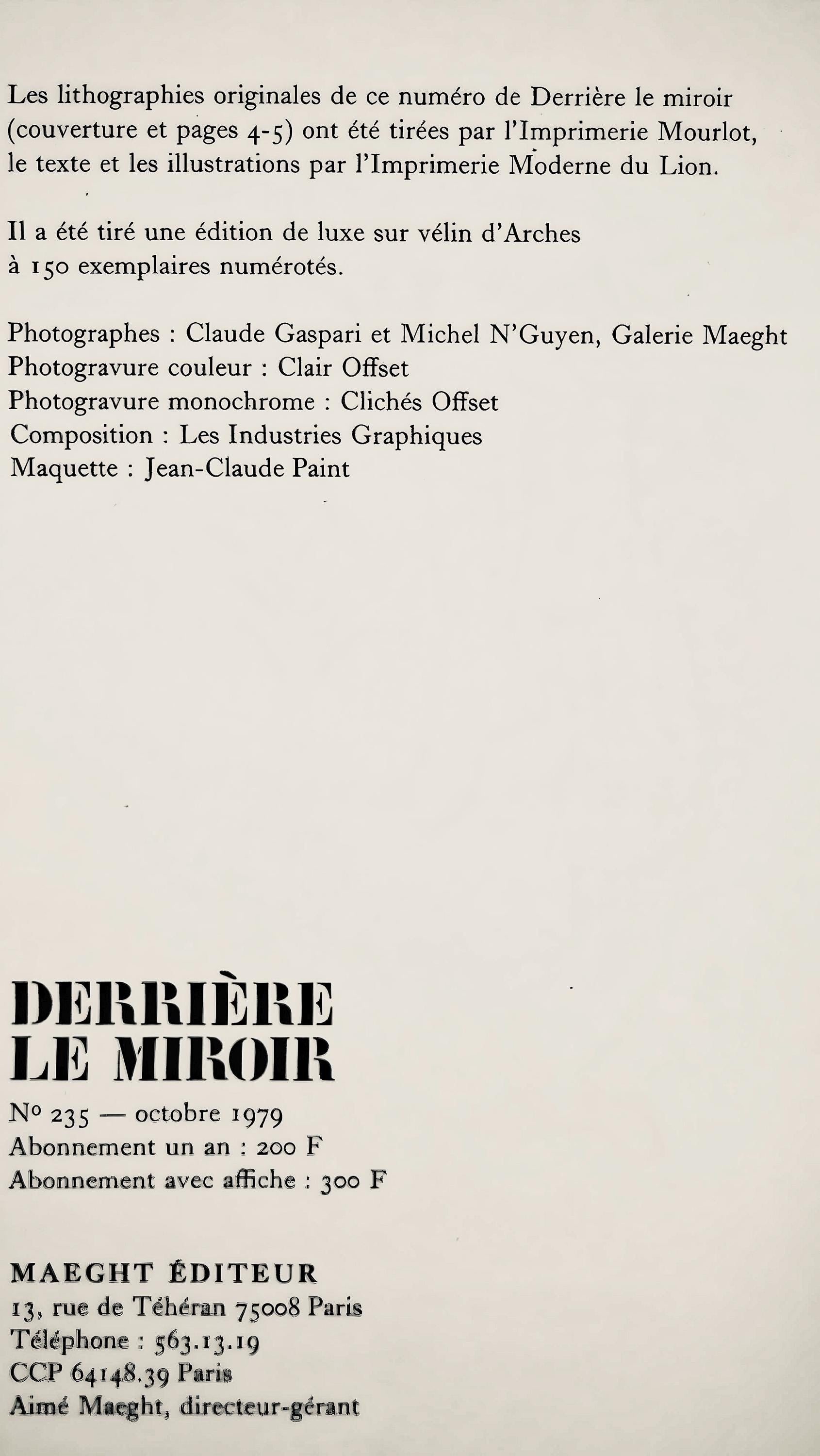 Marc Chagall, Composition (Cramer 21; Mourlot 61), Derrière le miroir, Limited Edition Lithograph