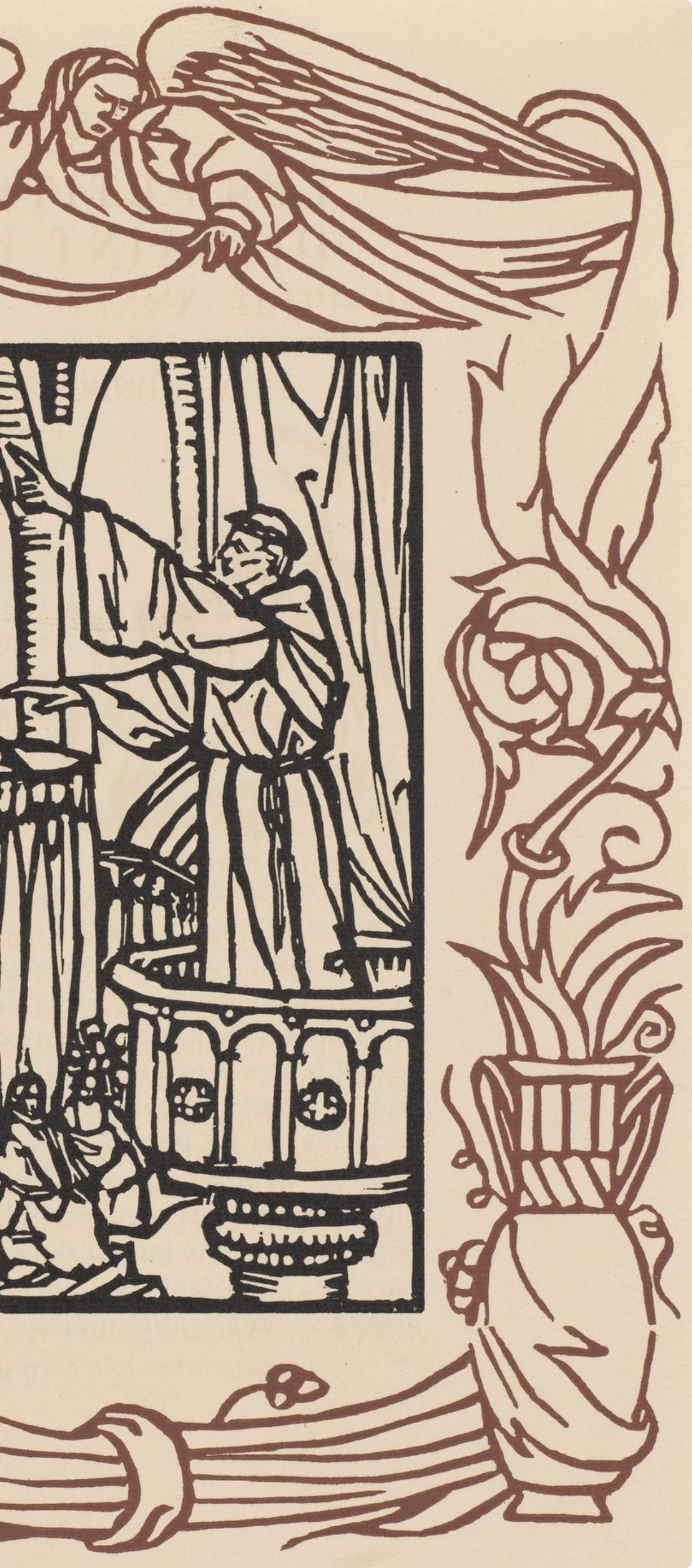 Émile Bernard, Composition (Morane, No. 100), Les Petites Fleurs de St. Françoise, Limited Edition Woodcut