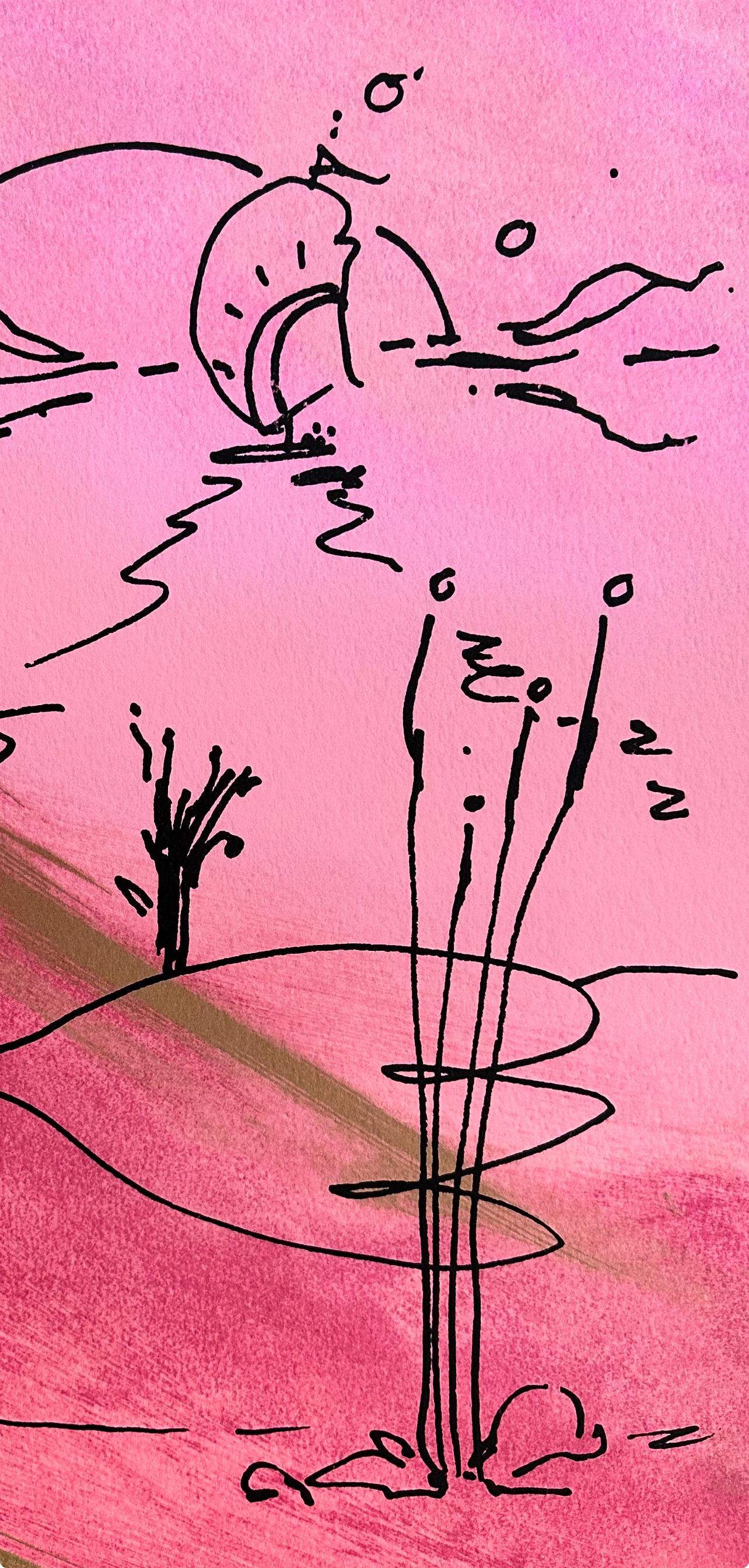 Peter Max, Sailboat on the Horizon, Hand Signed, Mixed Media Watercolor and Silkscreen Painting