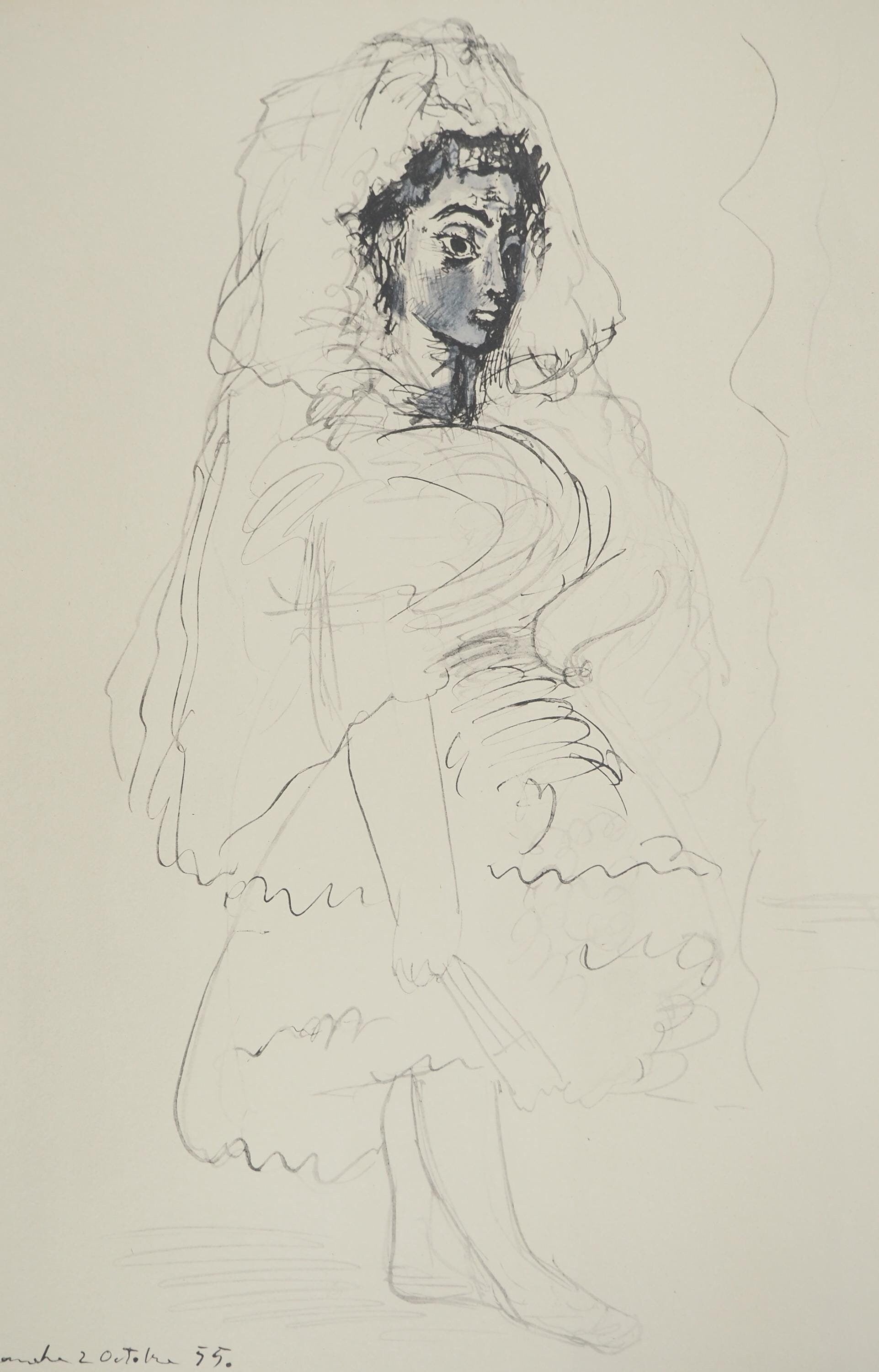 Pablo Picasso, Composition (Orozco 238), Picasso, La flûte double, Limited Edition Lithograph