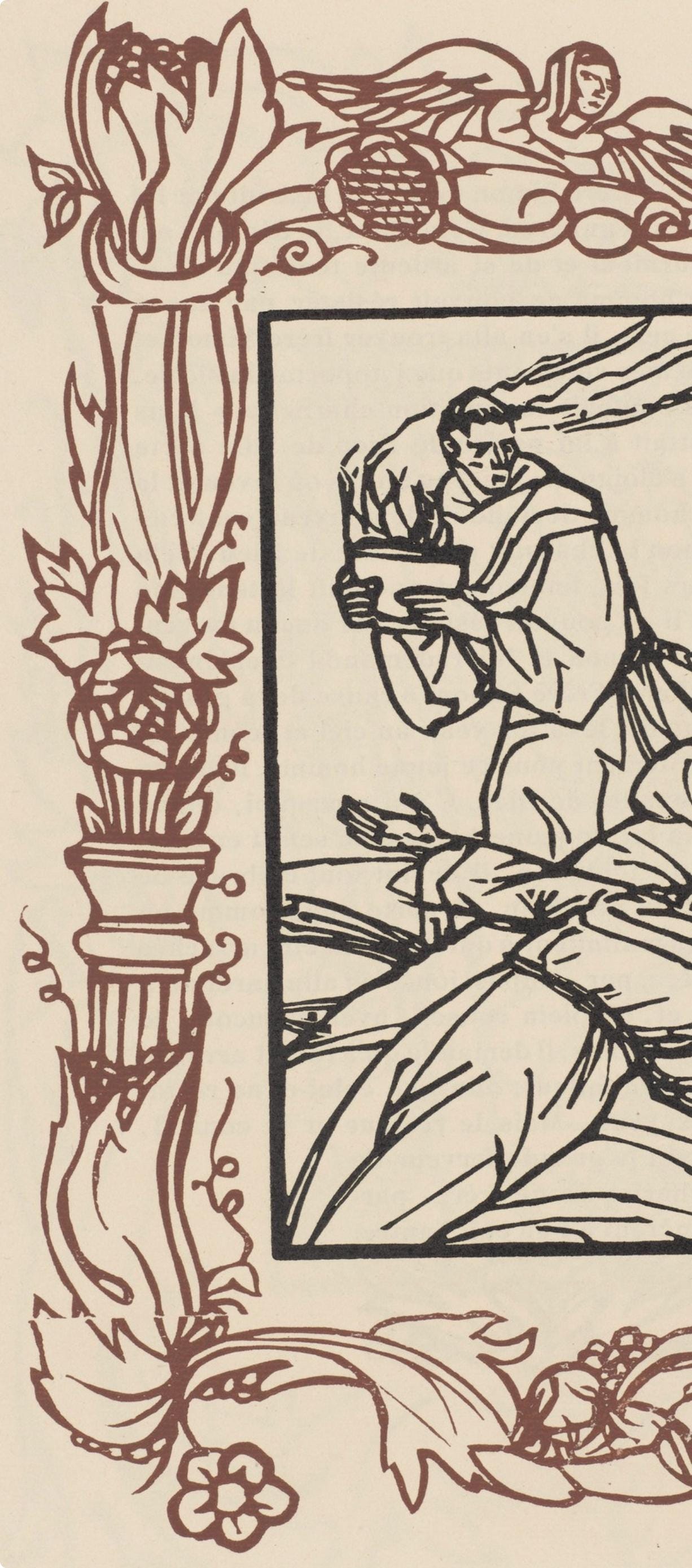 Émile Bernard, Composition (Morane, No. 100), Les Petites Fleurs de St. Françoise, Limited Edition Woodcut