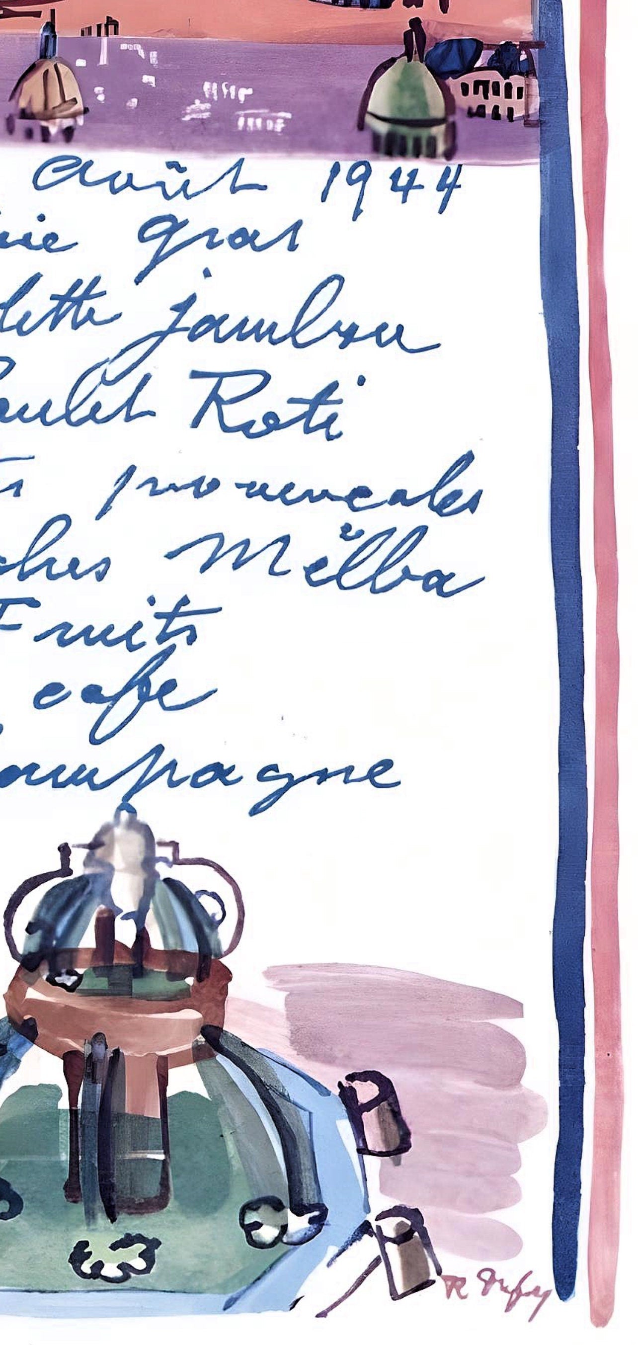 Raoul Dufy, Le menu de la Libération, Vacances forcées