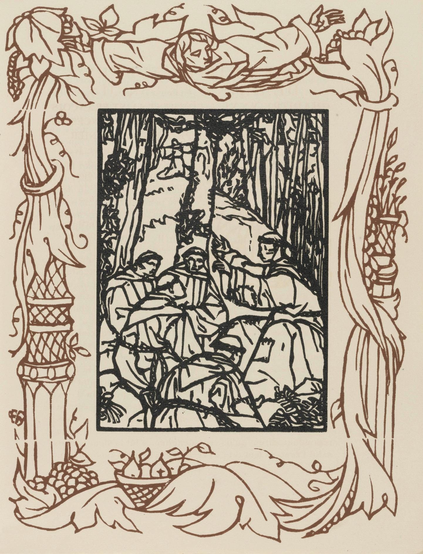 Émile Bernard, Composition (Morane, No. 100), Les Petites Fleurs de St. Françoise, Limited Edition Woodcut