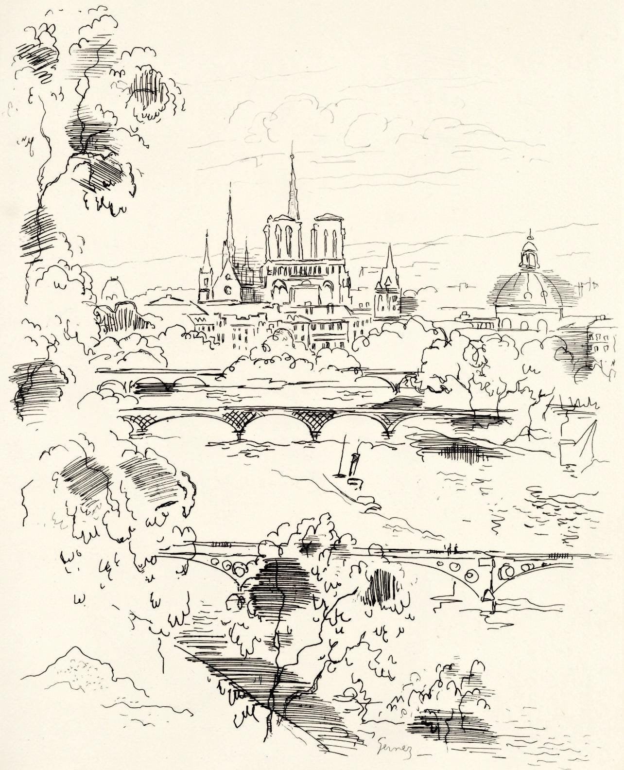 Paul-Élie Gernez, Seine, berceau de Paris, A La gloire à Paris, Limited Edition Etching