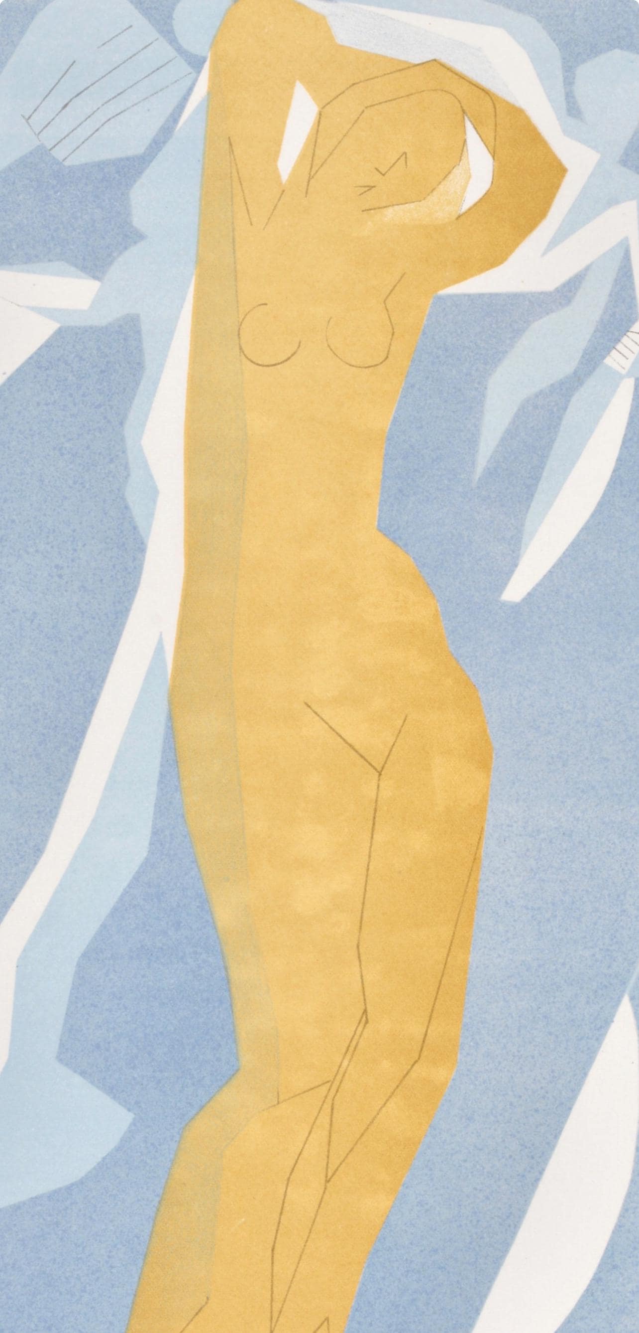 André Beaudin, Nu de femme en jaune et bleu, Regards sur Paris, Limited Edition Lithograph