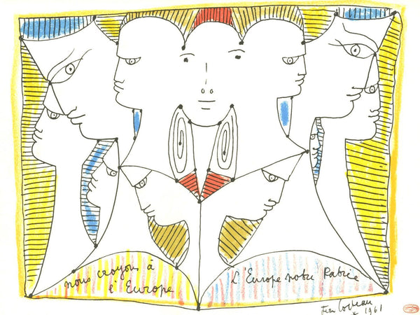 Jean Cocteau, Composition, Nous croyons en l'Europe, Limited Edition Silkscreen