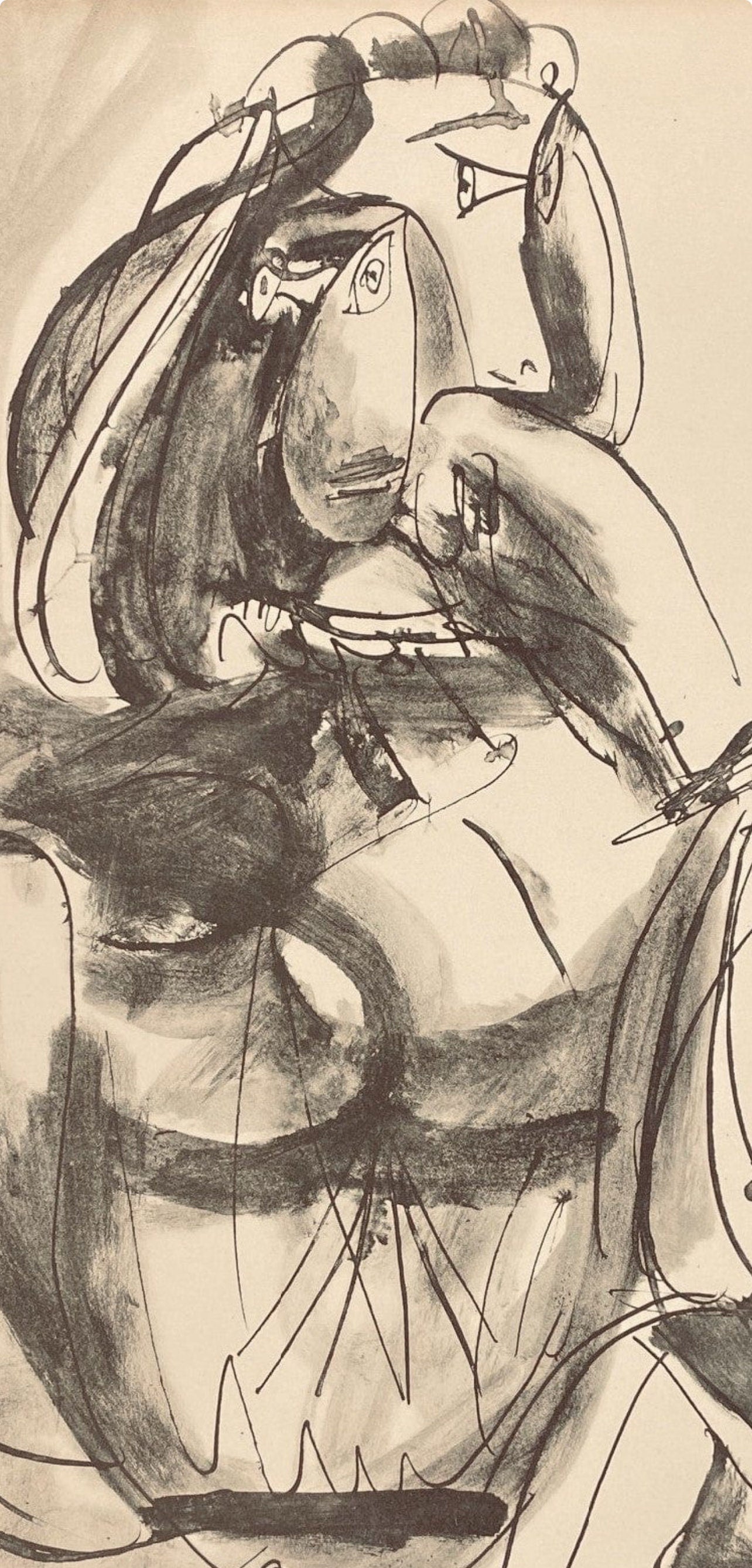 Pablo Picasso, Composition, Carnet de dessins de Picasso, Cahiers d’Art, Limited Edition Lithograph