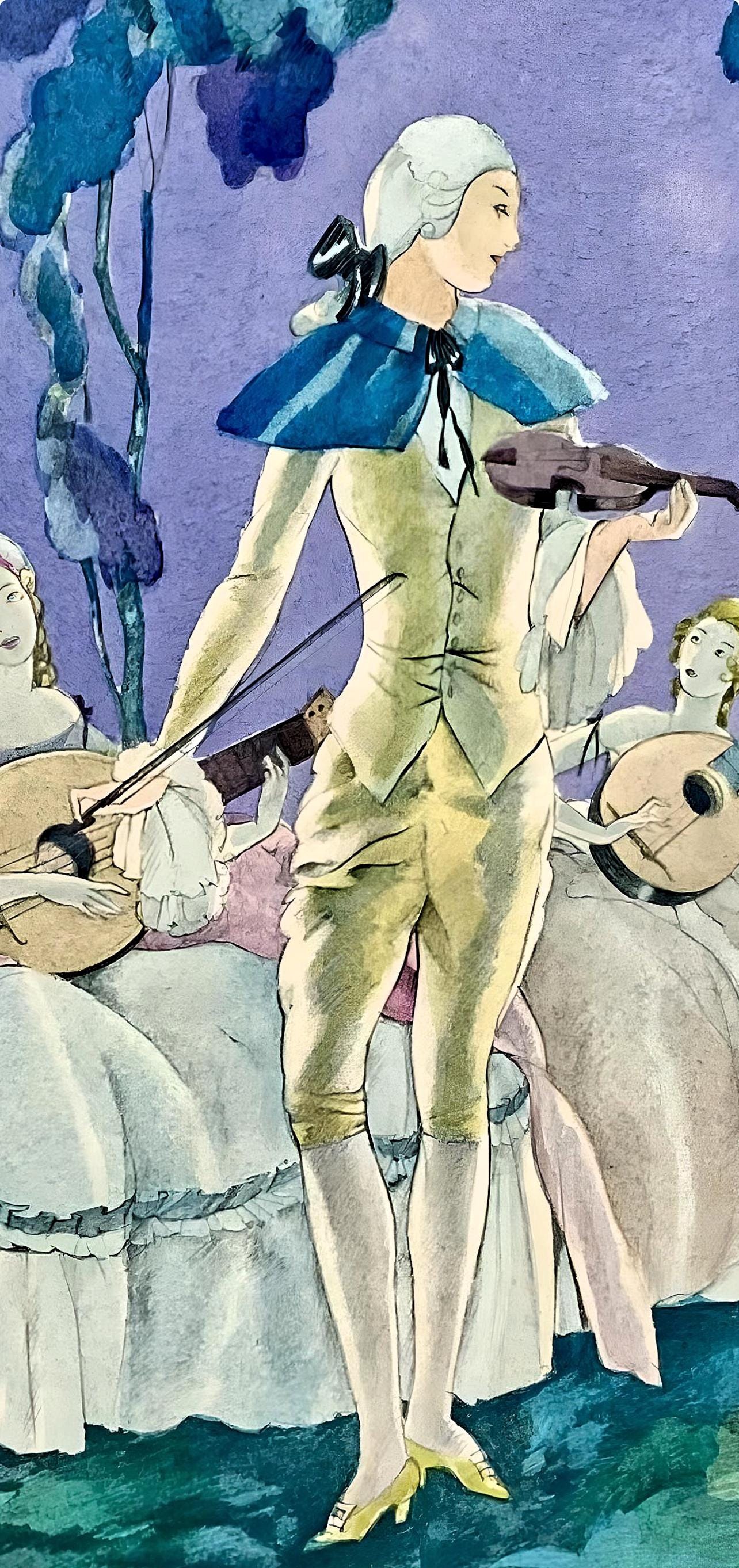 Umberto Brunelleschi, Composition, La Leçon d'amour dans un parc, Limited Edition Lithograph