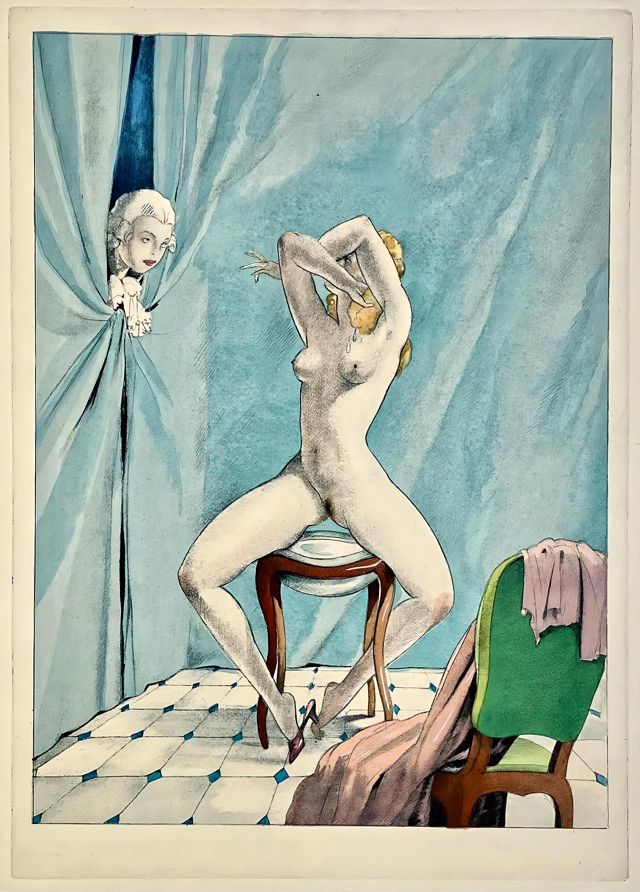 Umberto Brunelleschi, Composition, La Leçon d'amour dans un parc, Limited Edition Lithograph