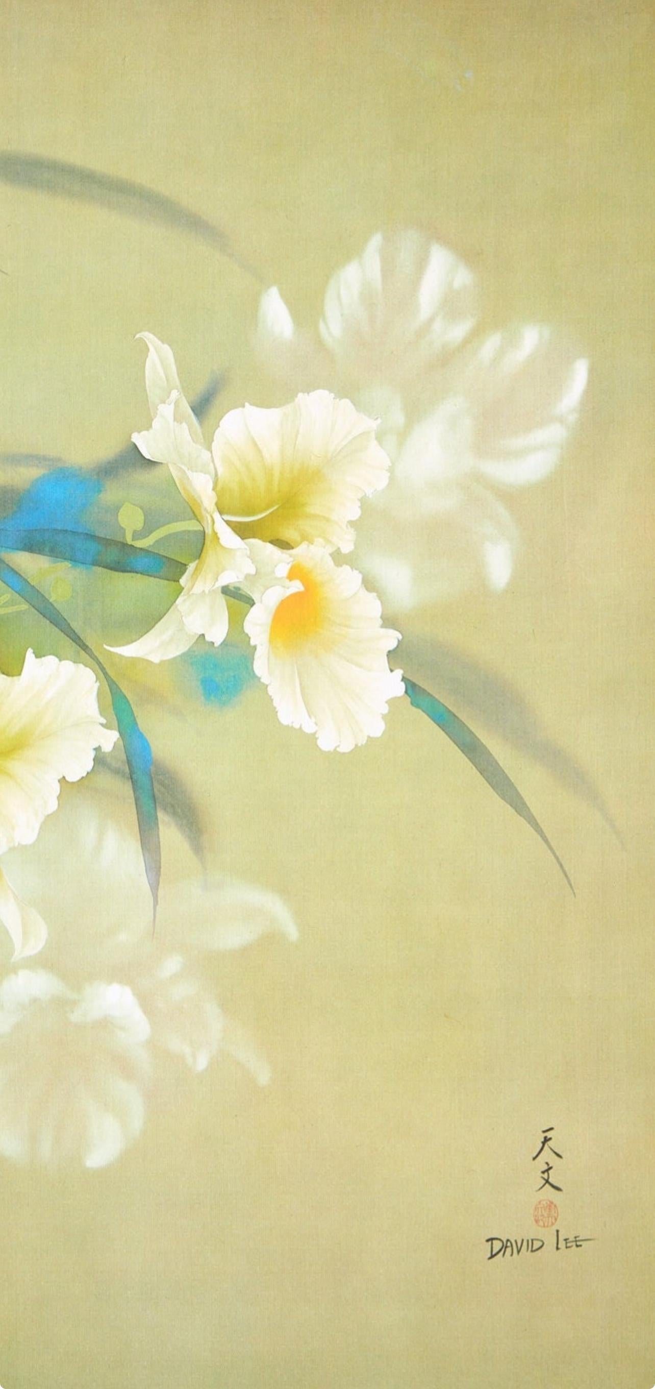 David Lee, White Orchid, Original Edition Offset Lithograph