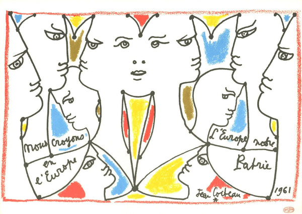 Jean Cocteau, Composition, Nous croyons en l'Europe, Limited Edition Silkscreen