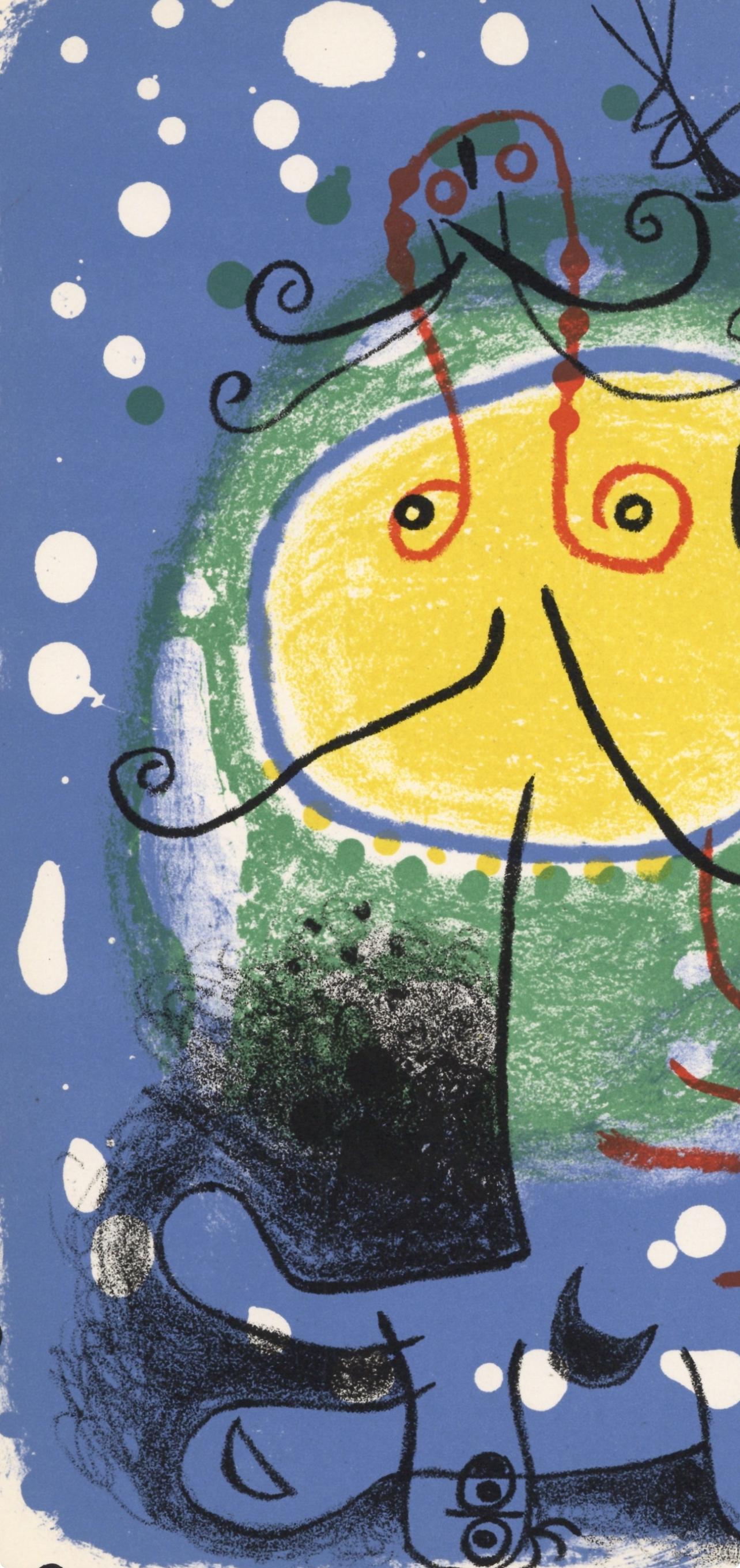 Joan Miró, Personnage sur fond bleu, XXe siècle, Limited Edition Lithograph