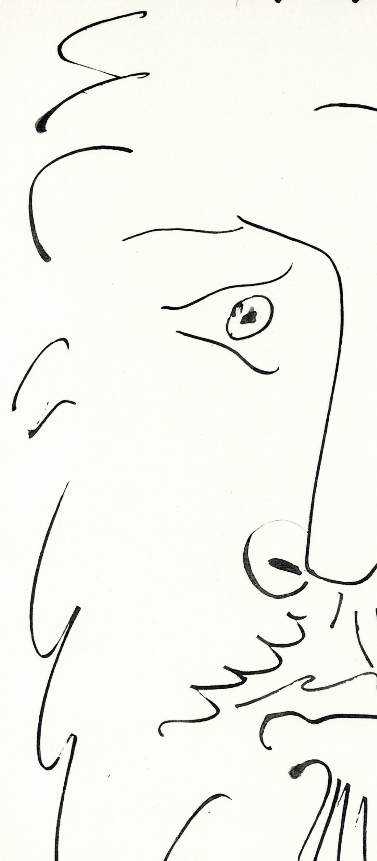 Pablo Picasso, Visage d'homme barbu, de face (Cramer No. 84), 40 dessins de Picasso en marge du Buffon, Limited Edition Lithograph