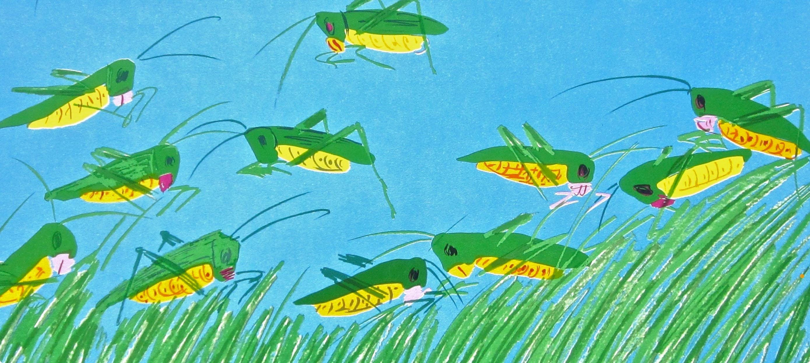 Walasse Ting 丁雄泉, Lucky Grasshoppers, Limited Edition Lithograph